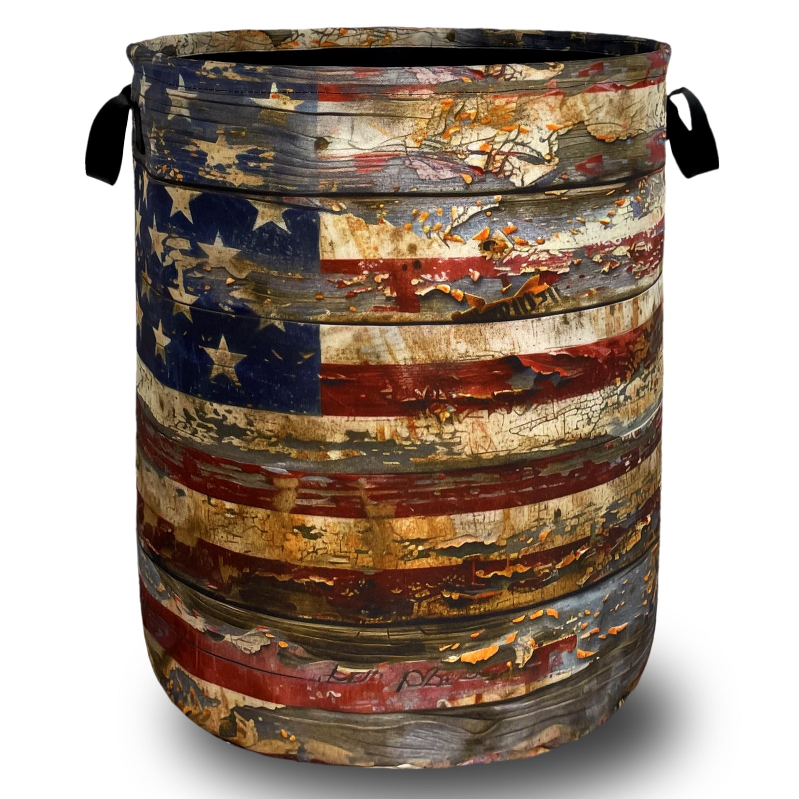 SELIONLIKN Vintage American Flag Laundry Basket Oxford Cloth Hamper18.9″ x 16.5″