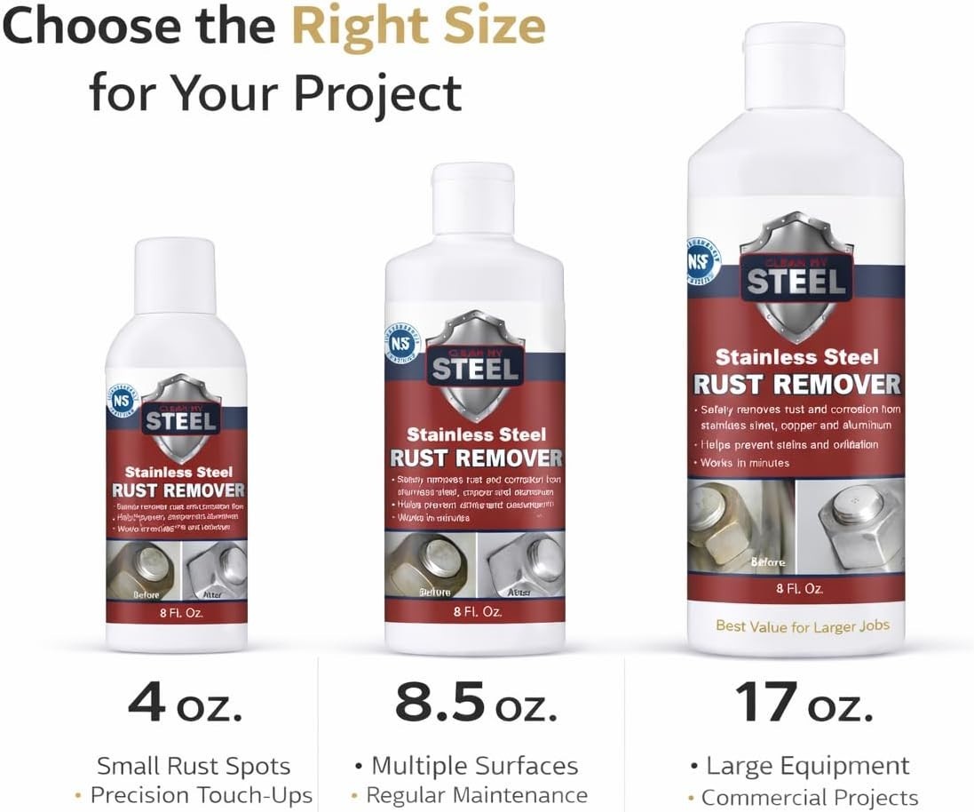 NSF Certified 8.5 oz Stainless Steel Rust Remover Cream – No Scrubbing Needed