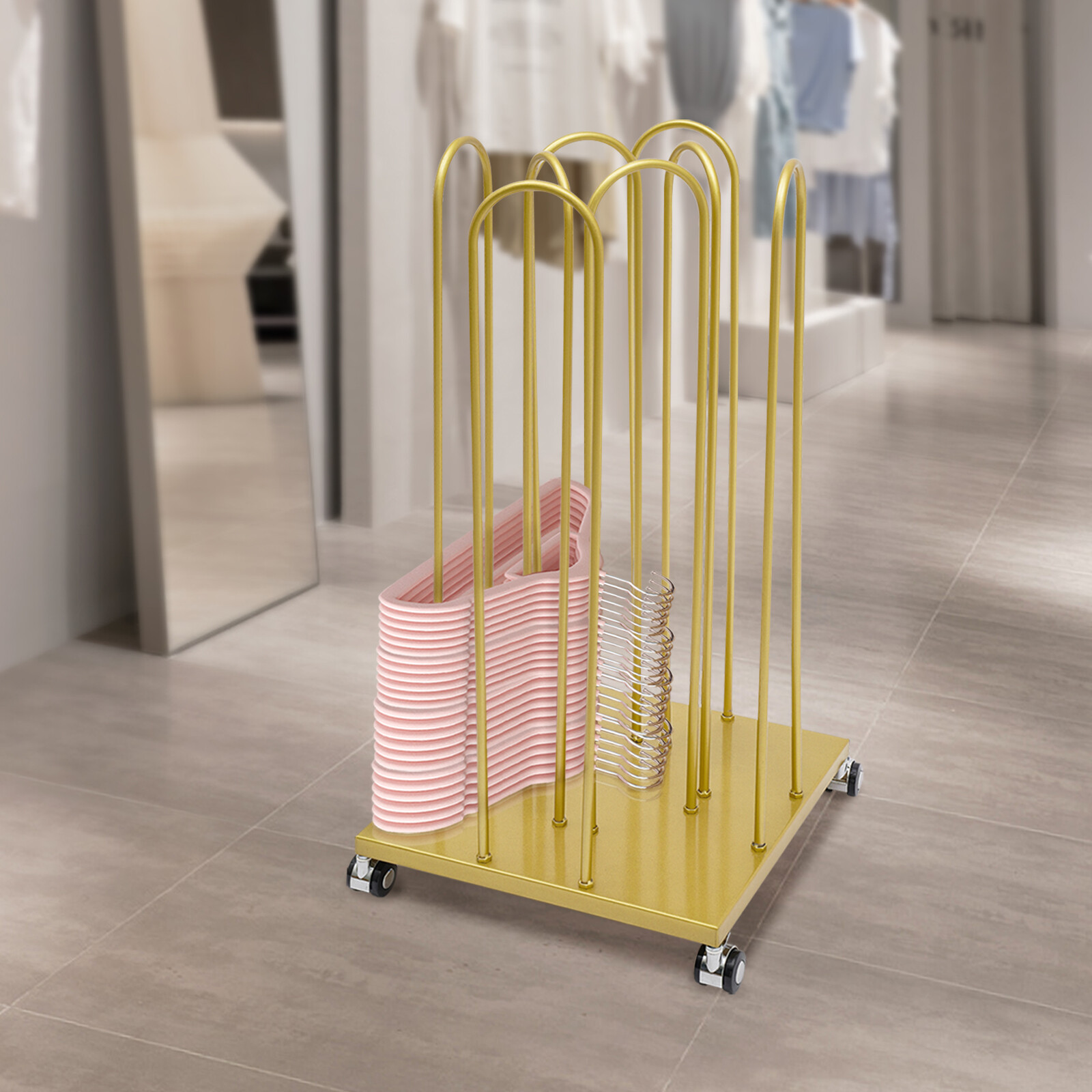 Hanger Stacker Organizer Storage Rack Gold Square Base Holds 40kg Hangers New