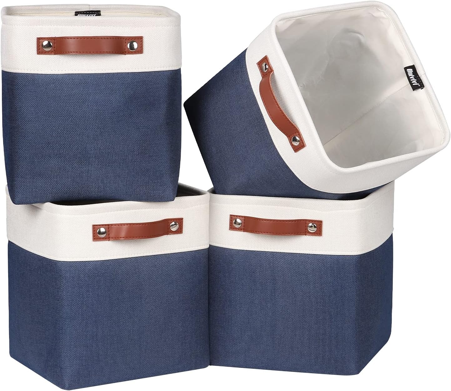 Fabric Cube Organiser Set of 4, (Blue, 10.5in x 10.5in x 11in)