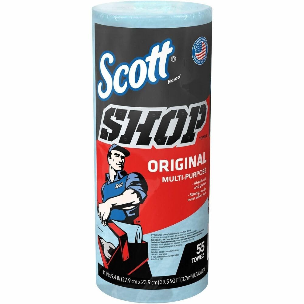 Kimberly-Clark 75130 SCOTT Shop Towel Roll, 55 55 Count (Pack of 1), Blue