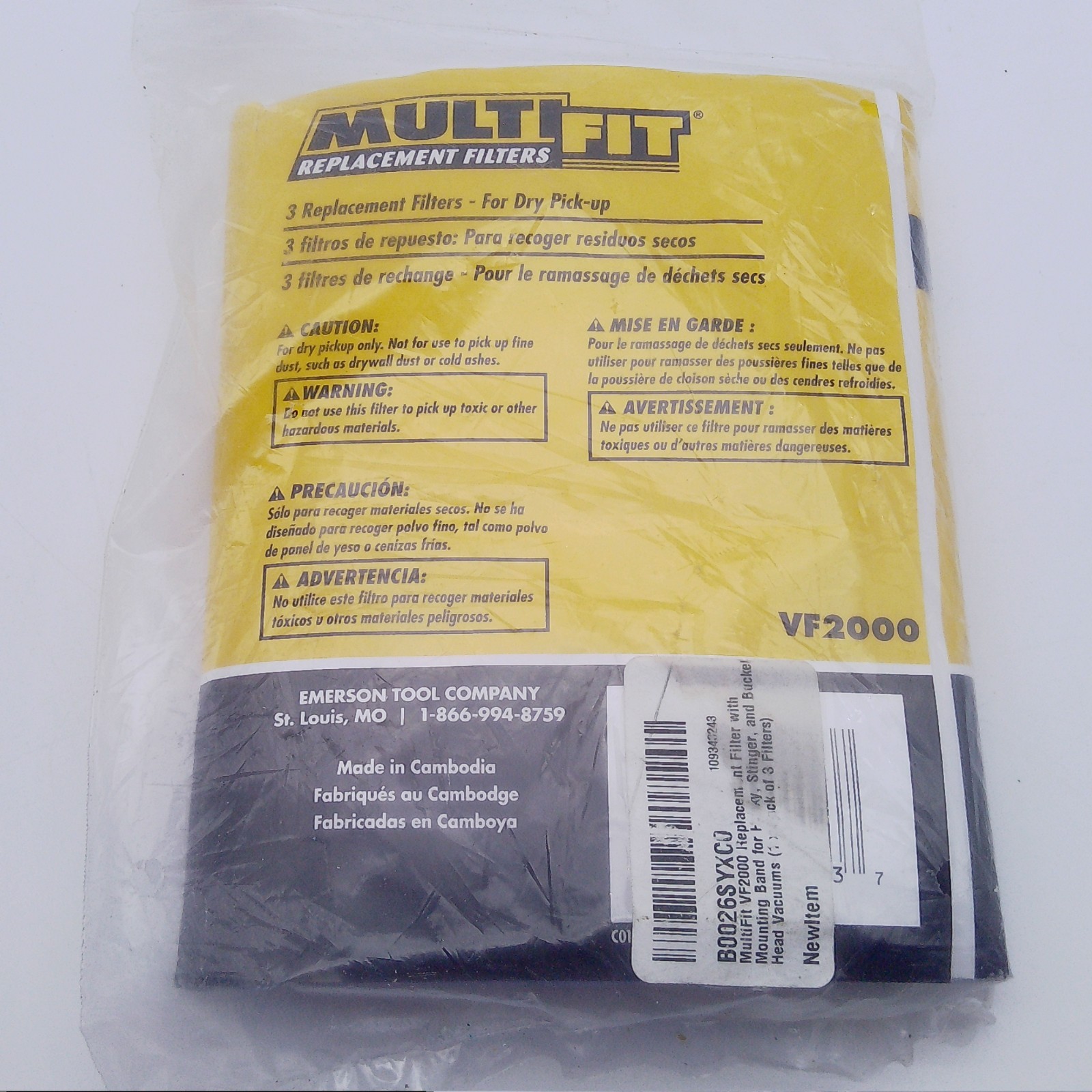 MultiFit VF2000 3 Replacement Filters – Dry Pick Up Husky, Stinger, Bucket Head