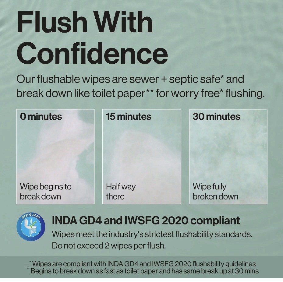 The Honest Company Hypoallergenic Flushable Butt Wipes – Sensitive Skin, 42ct