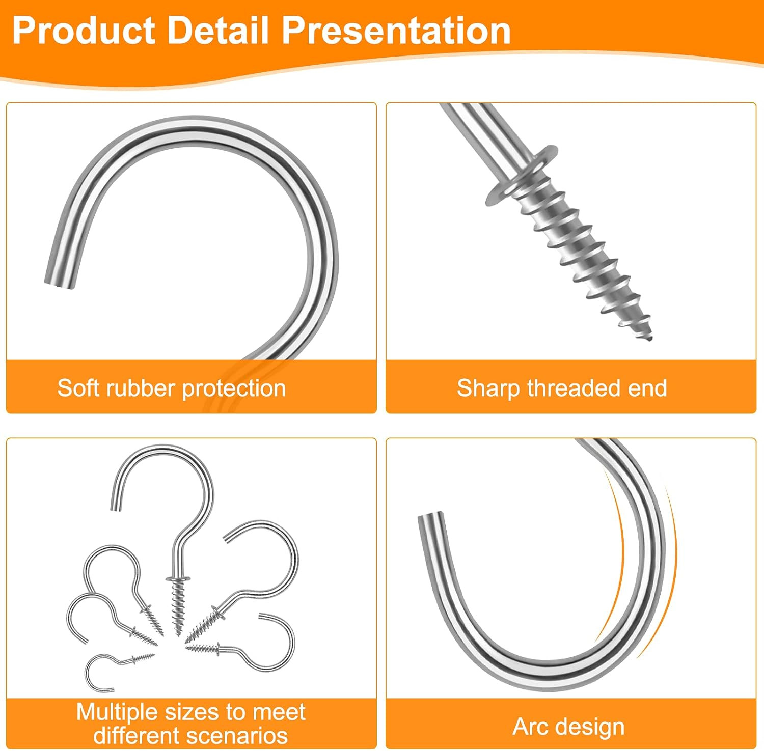 Cup Screw Hooks,3/4 inch Metal Screw in Ceiling Hooks,160 Pack Metal Plant Hange