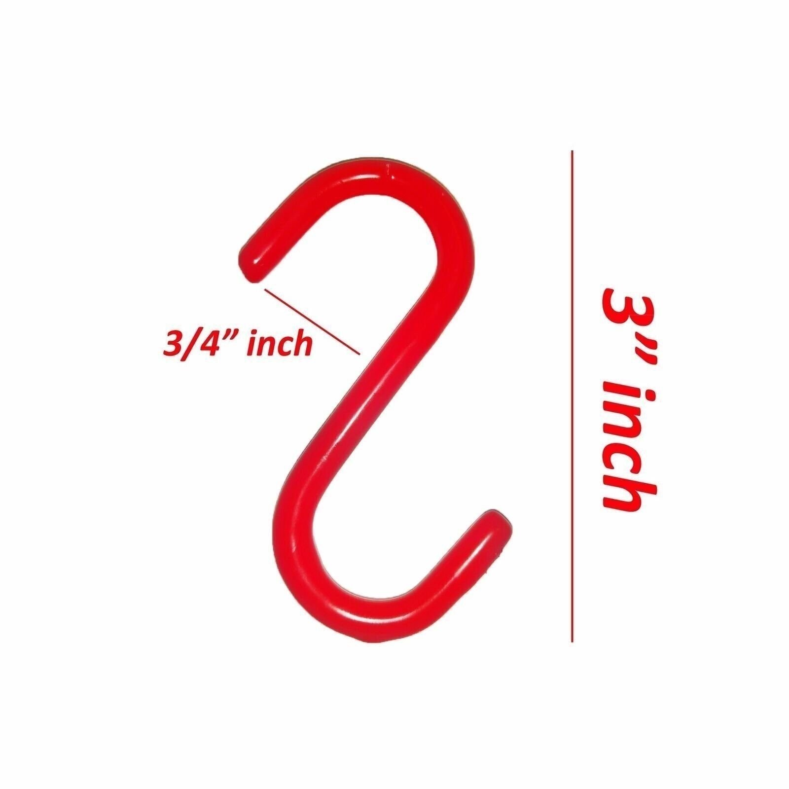 6 Pieces 3″ inch Red Vinyl Coated S Shaped Hooks for Hanging Kitchen Rack