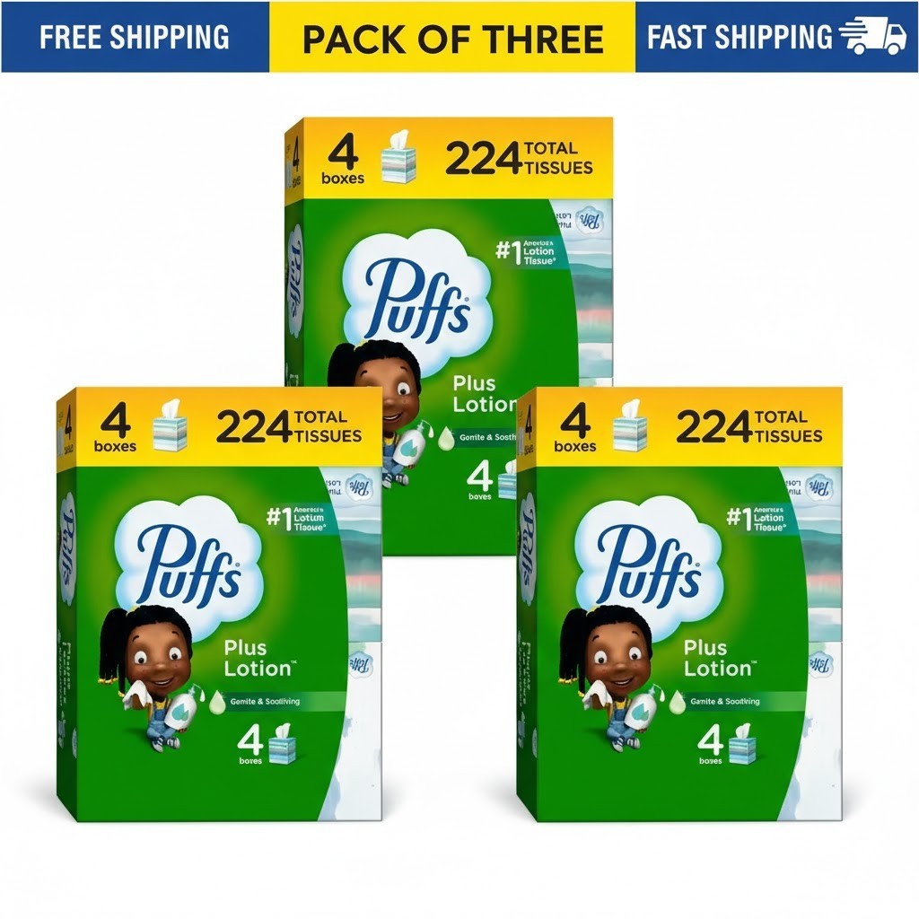 Plus Lotion 2-Ply Facial Tissue Cube Box (56-Sheets per Box, 4 CNT)pk 3