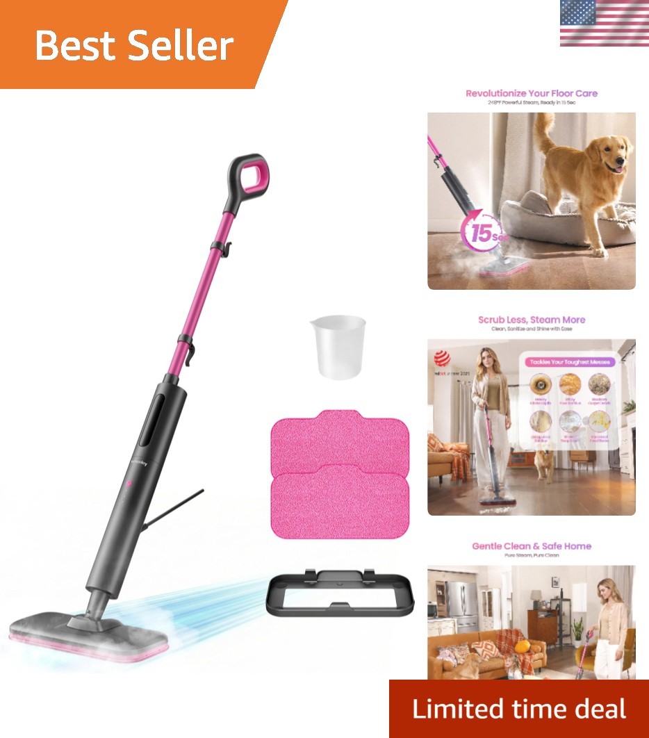 Powerful Steam Mop for Hard Floors & Carpets – 248°F, 3 Steam Modes, Easy Use