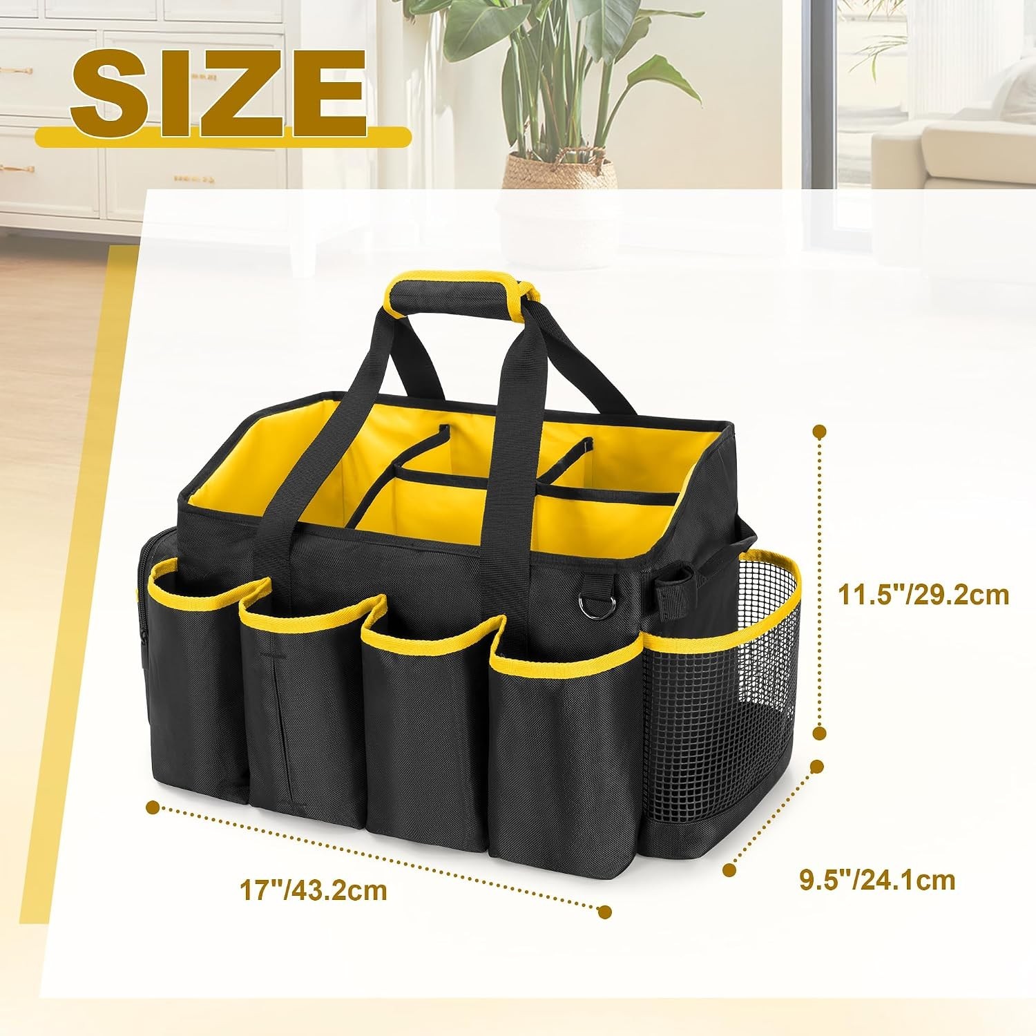 Cleaning Caddy Organizer Bag with Handle Large Capacity Tote for Home Car