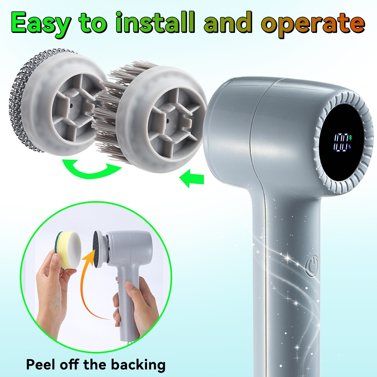 Mini Electric Cleaning Brush 9 In 1 Spinning Scrubber Handheld Electric Cordless