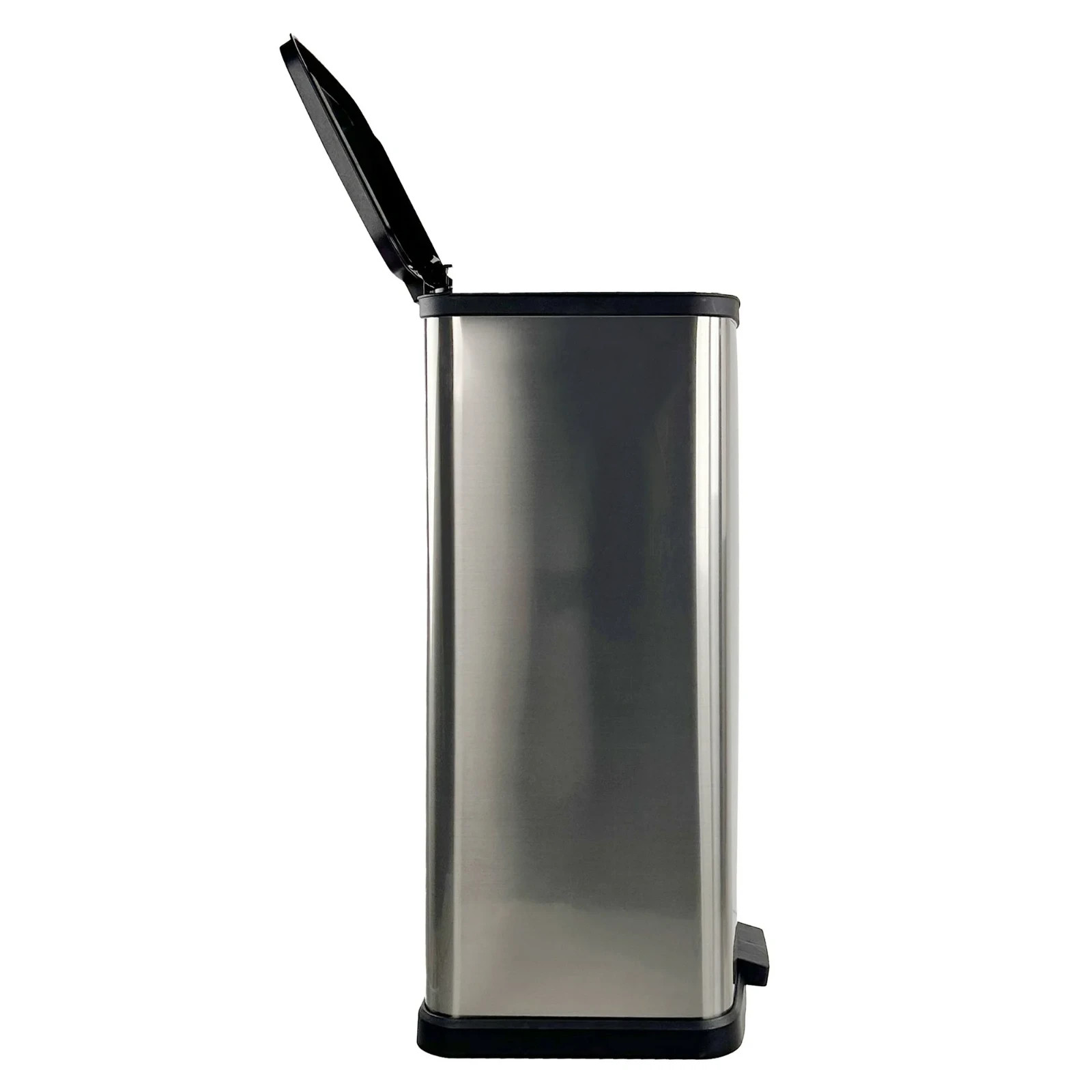 Mainstays Kitchen Trash Can, 13.2 Gallon Plastic Step Garbage Bin,Lid, Silver