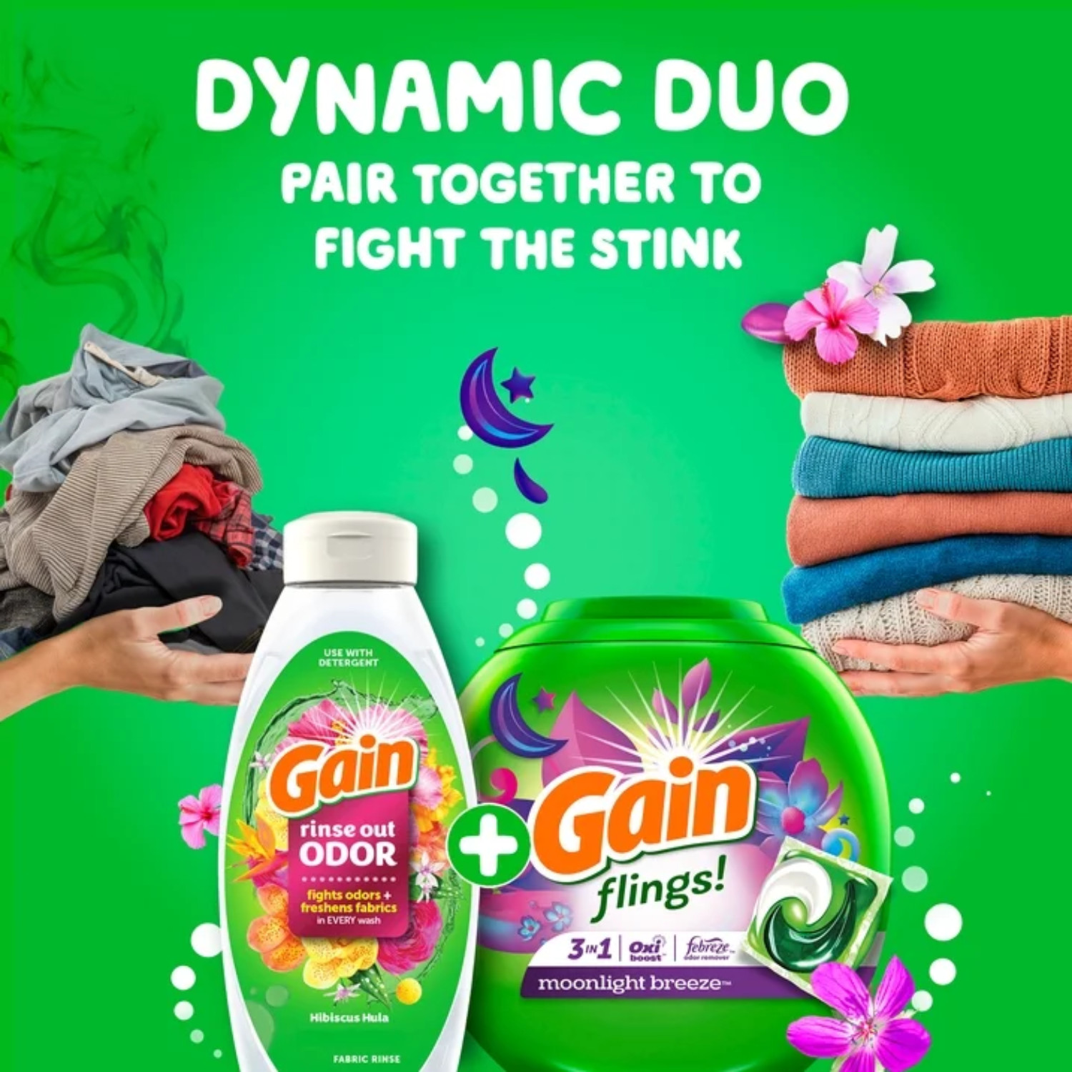 Gain Flings Laundry Detergent Pods 102 Count Oxi Boost Febreze Moonlight