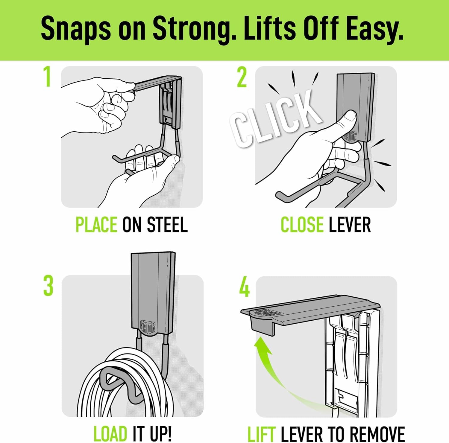 MEGA 4.5 in Closed Hooks, 45 Lb Heavy Duty Magnetic Hooks for Steel Surfaces, Pa