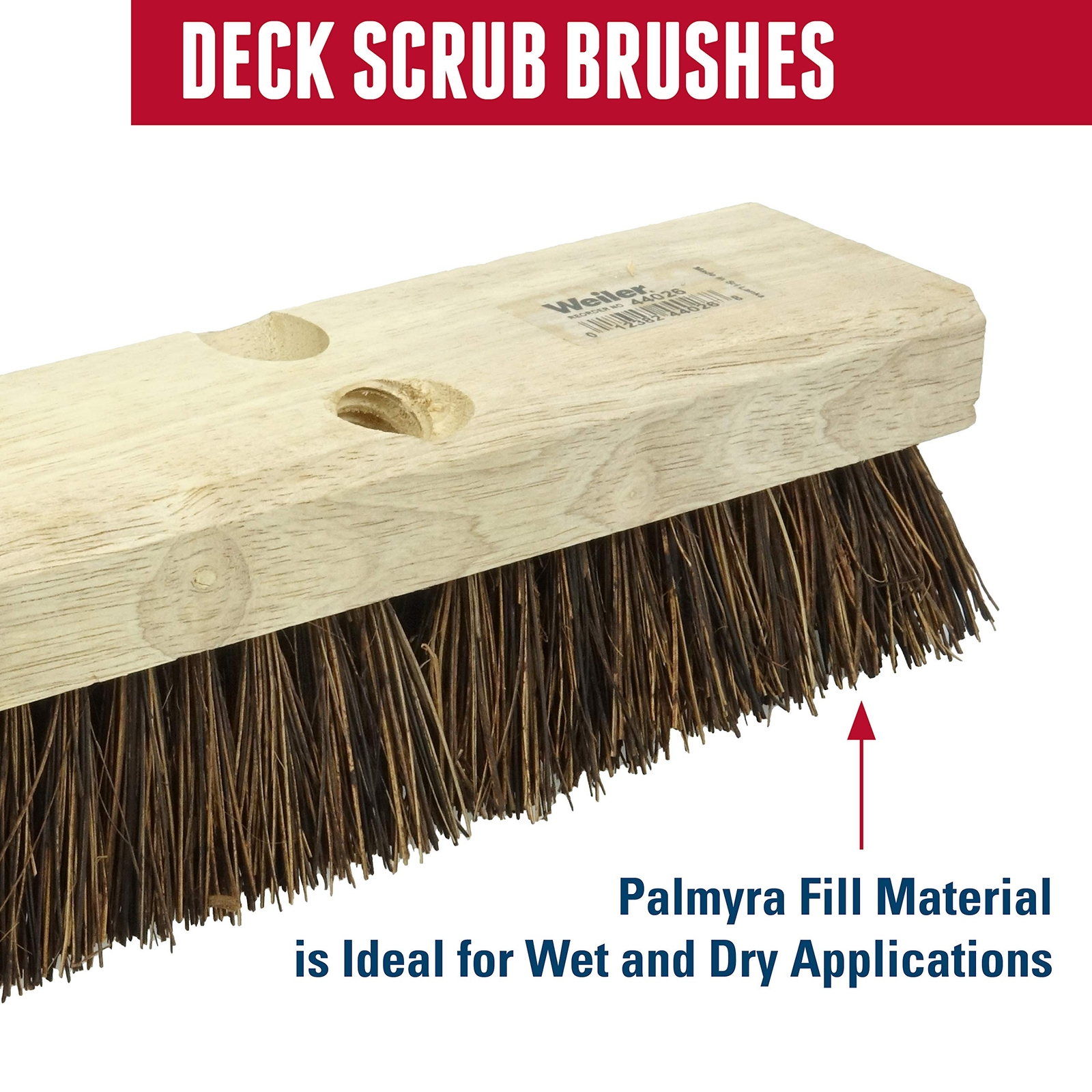 44026 Heavy Duty Deck Scrub Brush With Natural Palmyra Bristles For Wooden Decks