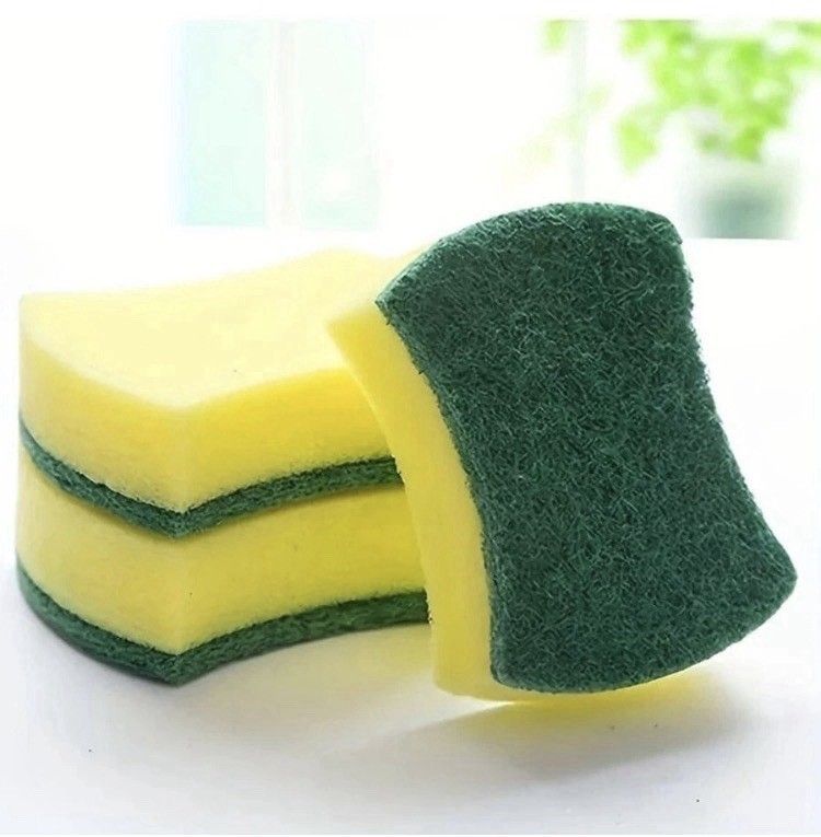 Non-Scratch Soft Scrub Sponge/Scourer Yellow/Green 3.95 x 3.1 x 1.15 in