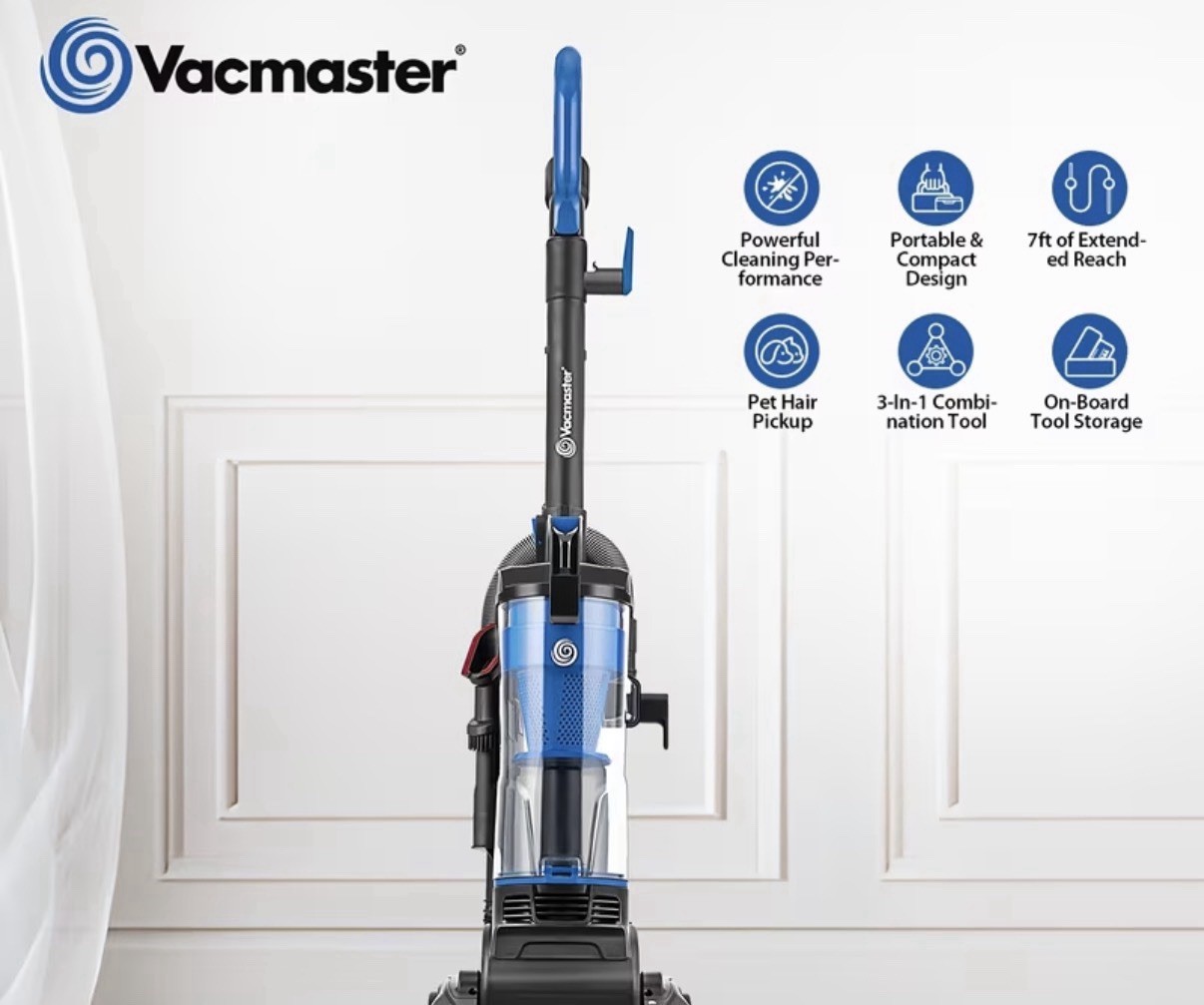 Vacmaster Upright Vacuum Cleaner 1150W 17ft Cord Pet Hair Carpet Hard Floor