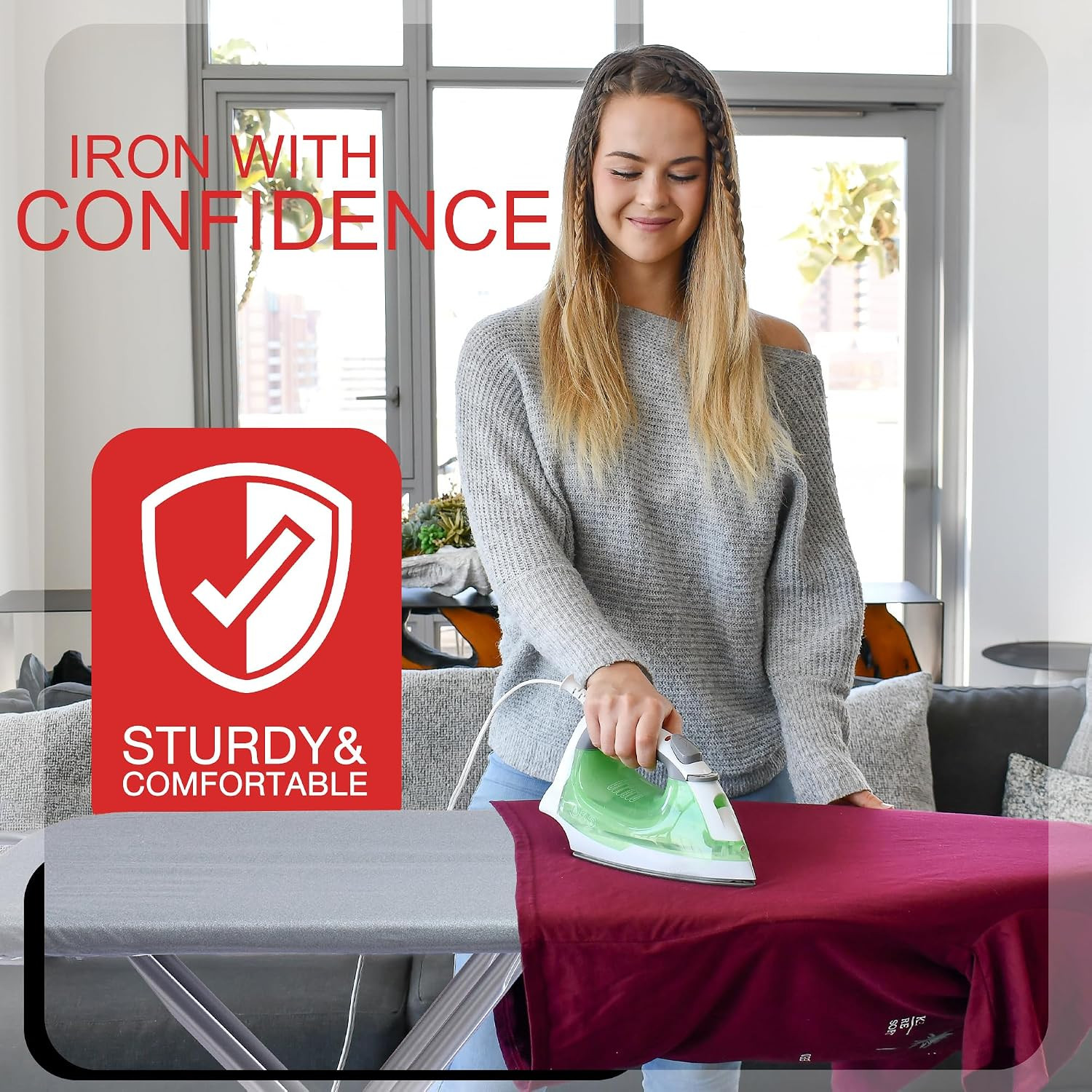 Full Size Ironing Board, Sturdy Frame, Heat Resistant Cover, Iron Rest | Stable