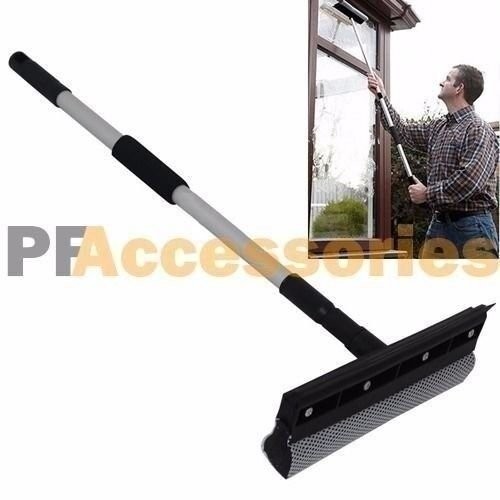 24 – 38″ inch Extendable Rubber Window Cleaning Squeegee & Sponge for Windshield