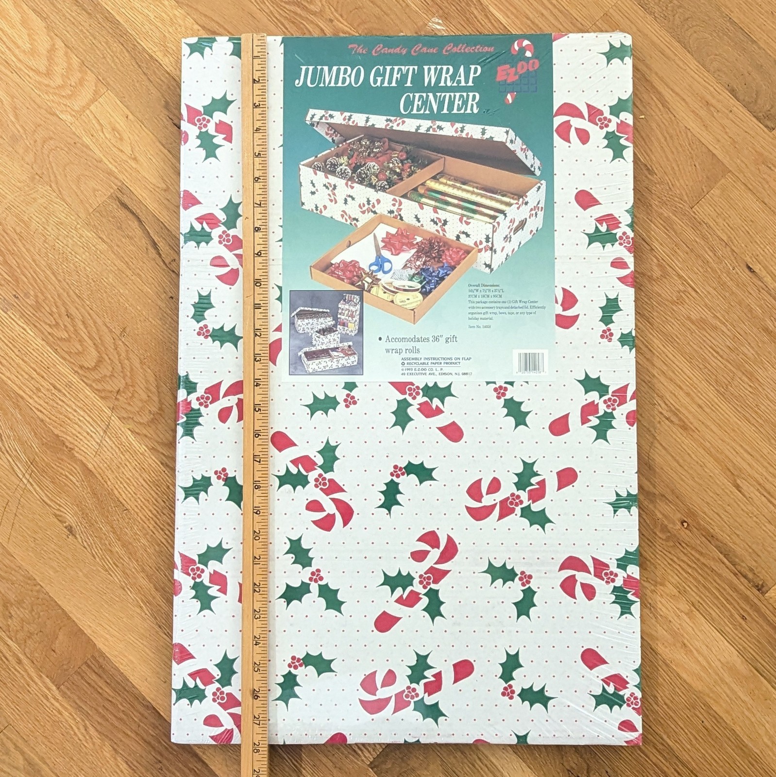 Vintage 90s Cardboard Christmas Wrapping Paper Storage Organizer Box New/Sealed