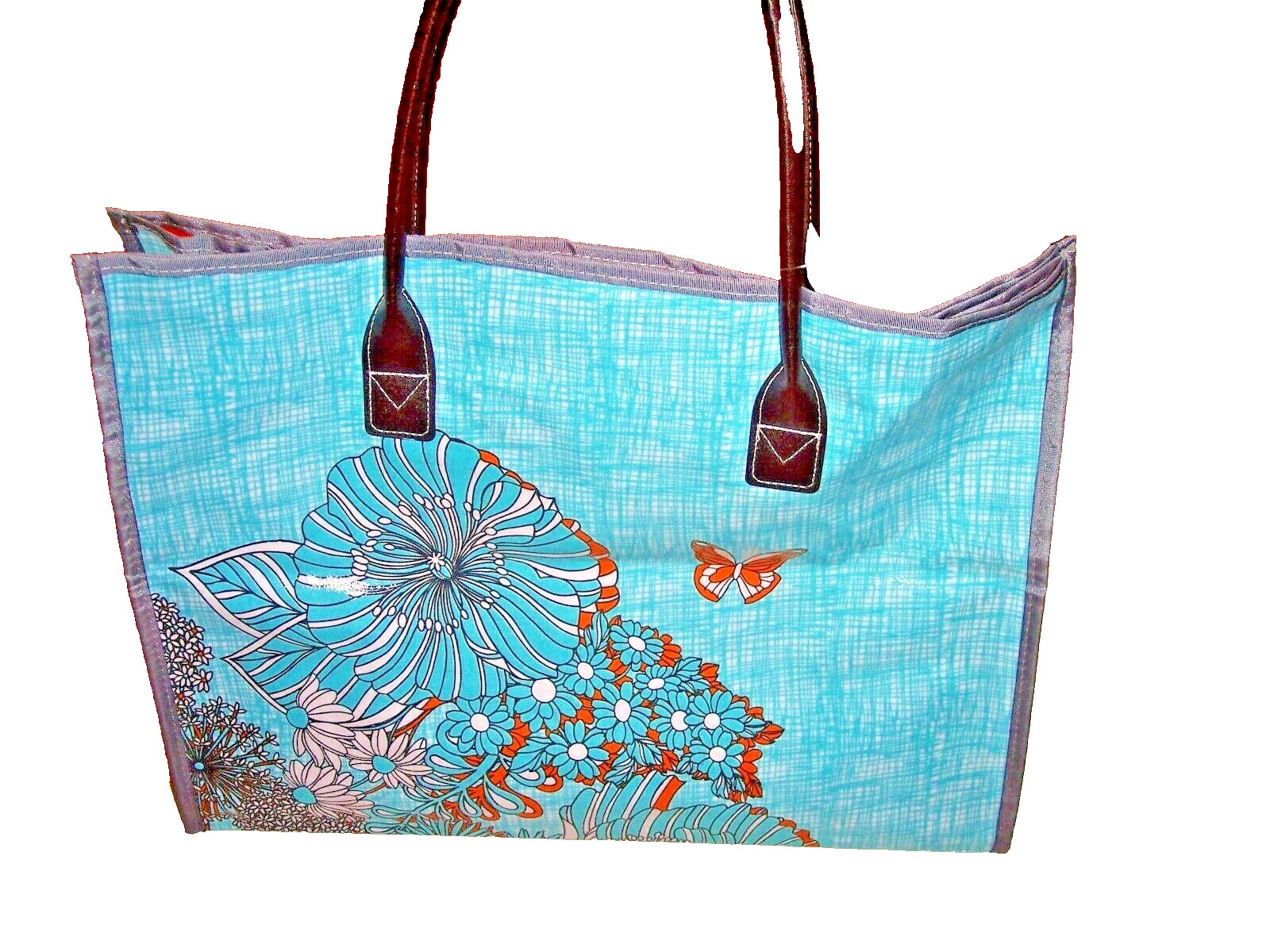 Tote Shopper Reuseable Poppy Wellspring Garden Print 17″L x 13″H x 6″W,