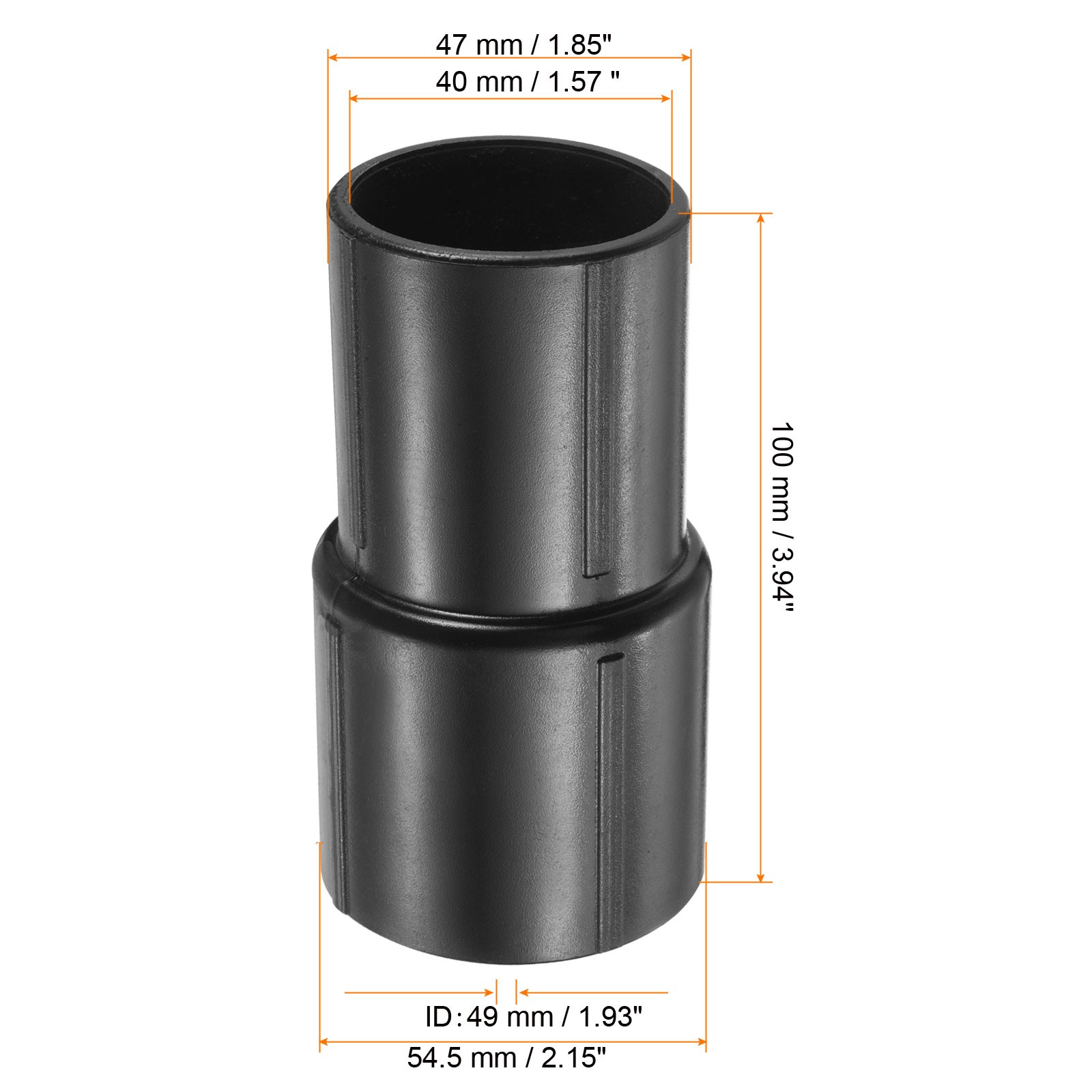 40mm to 49mm ID Vacuum Hose Reducer Adapter Cleaner Hose Converter Black