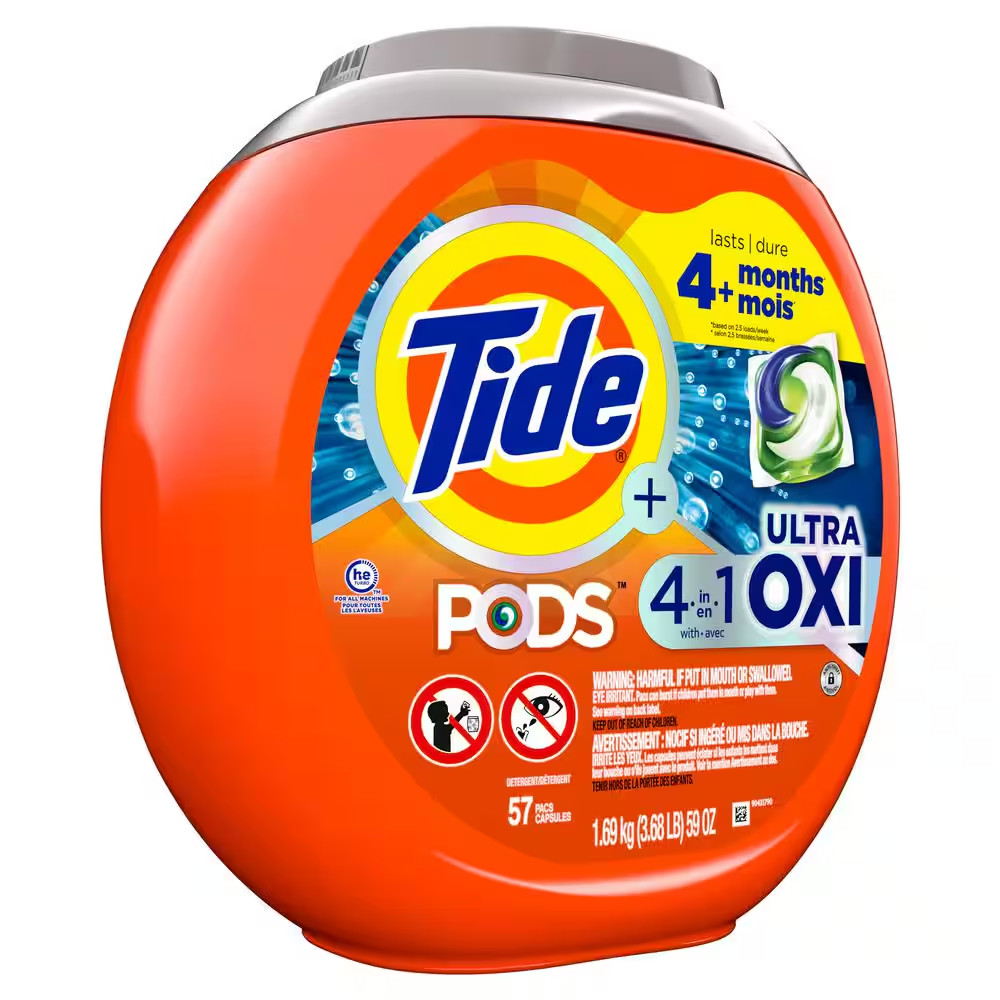 4 in 1 Ultra Oxi Laundry Detergent Pods, 57-Count