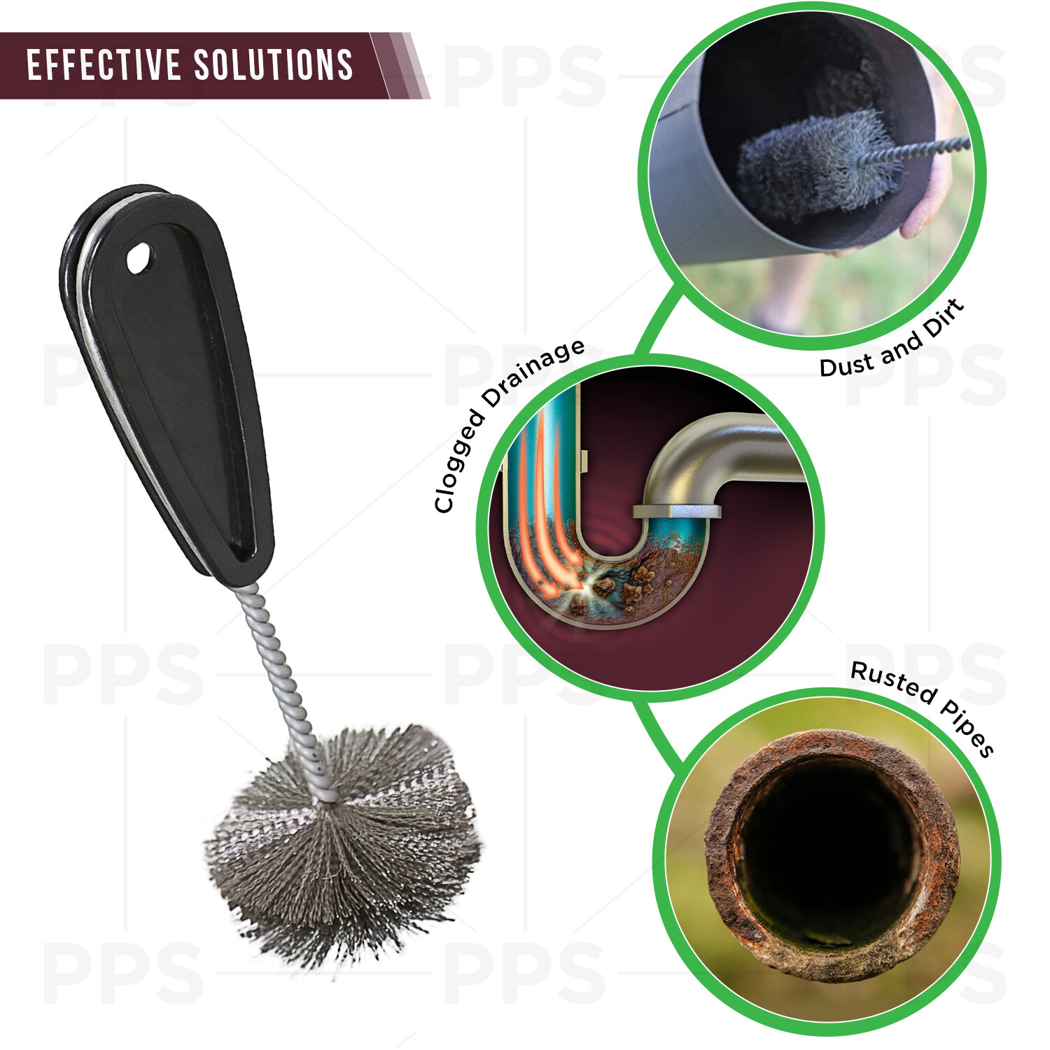 1/2″in-3″in Fitting Brush for Copper Cleaning with Plastic Handle Black NEW USA