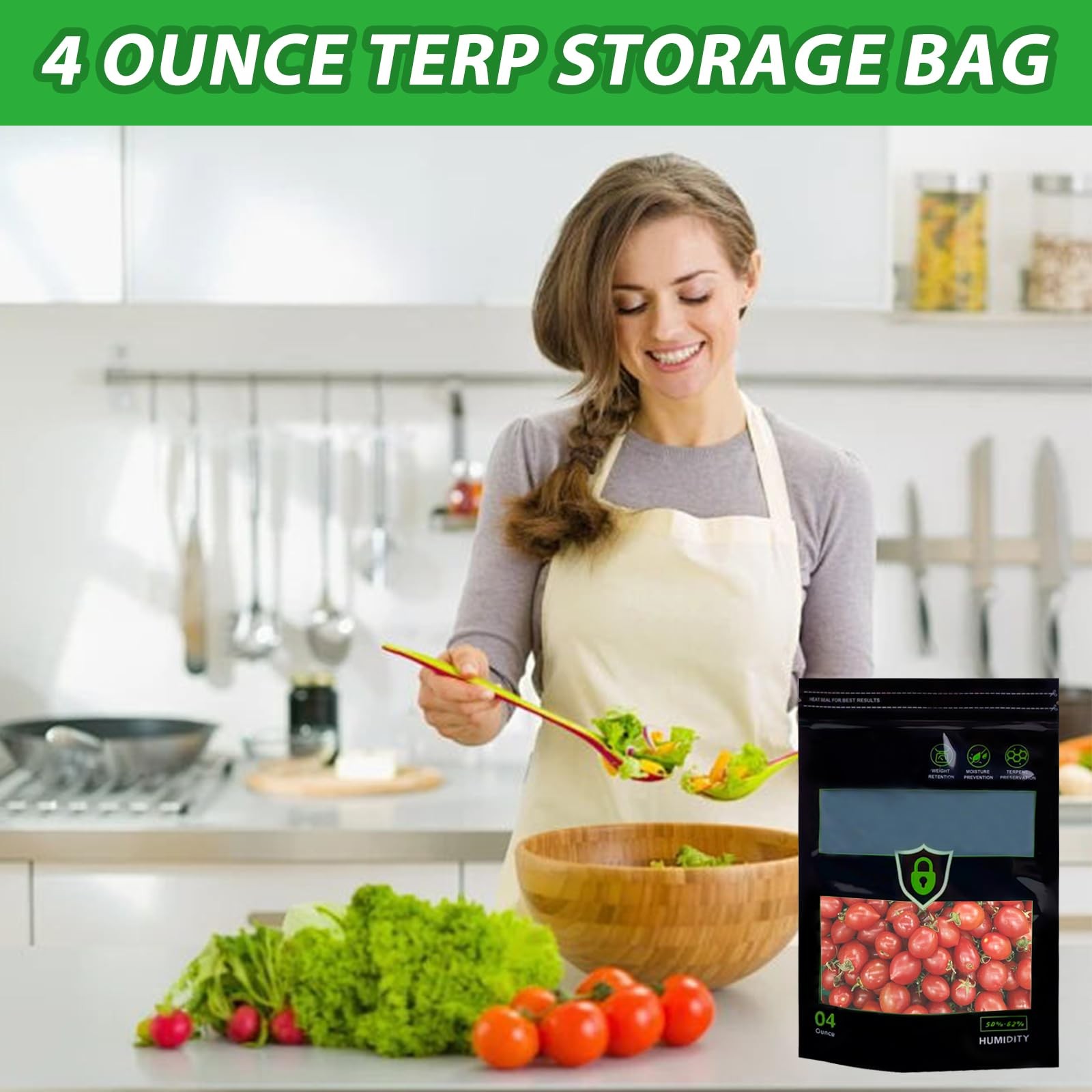 15 Pcs 1/4 LB Storage Terp Bag 58%-62% RH 2-Way 0.11829 liters, black