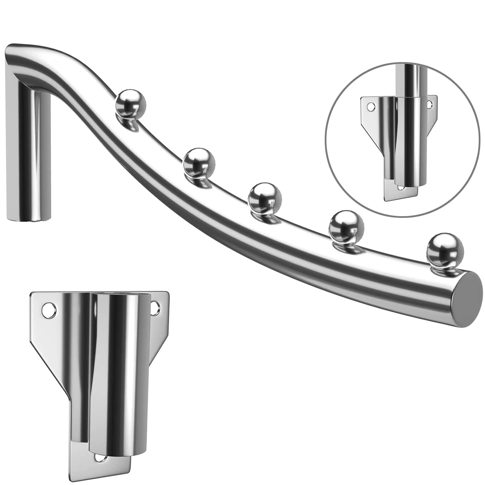 2 Pack Folding Wall Mounted Clothes Rack Swing Arm Coat Stainless Steel Hook