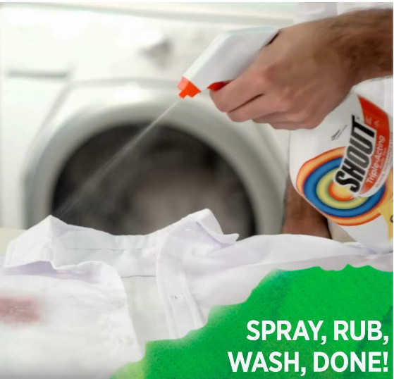 Shout Active Enzyme Laundry Stain Remover Spray, Triple-Acting, Penetrates 60oz