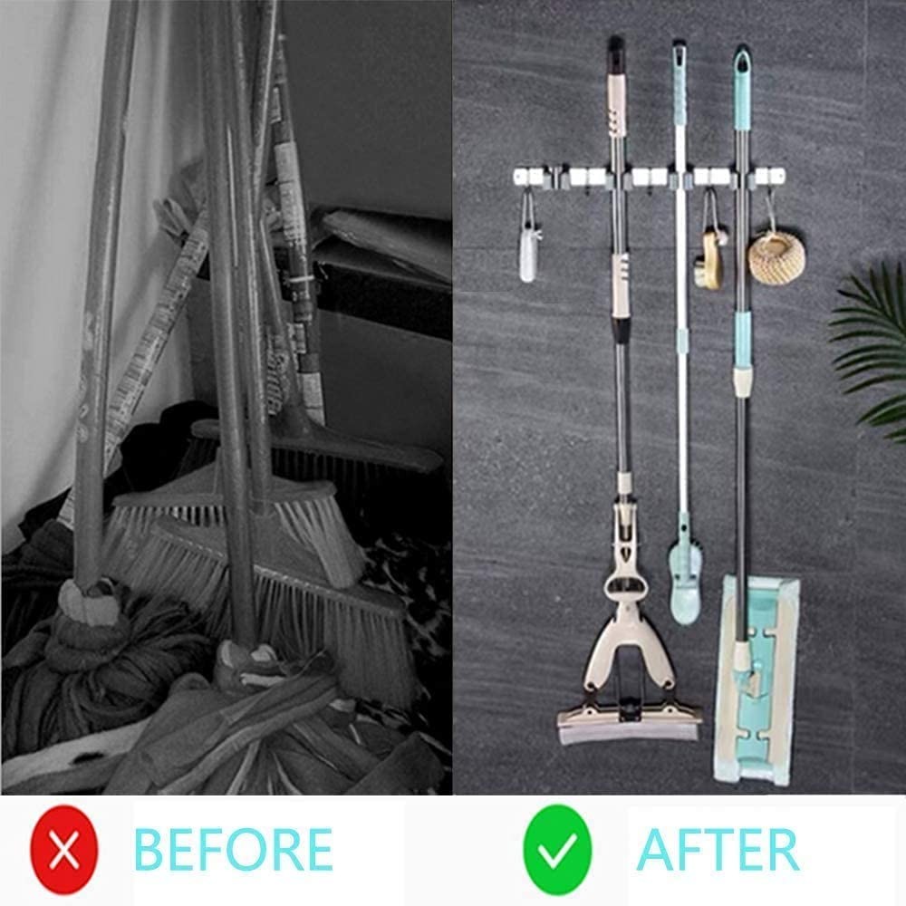 Broom Mop Holder Wall Mount Stainless Steel Tool Hanger Storage Organizer for.