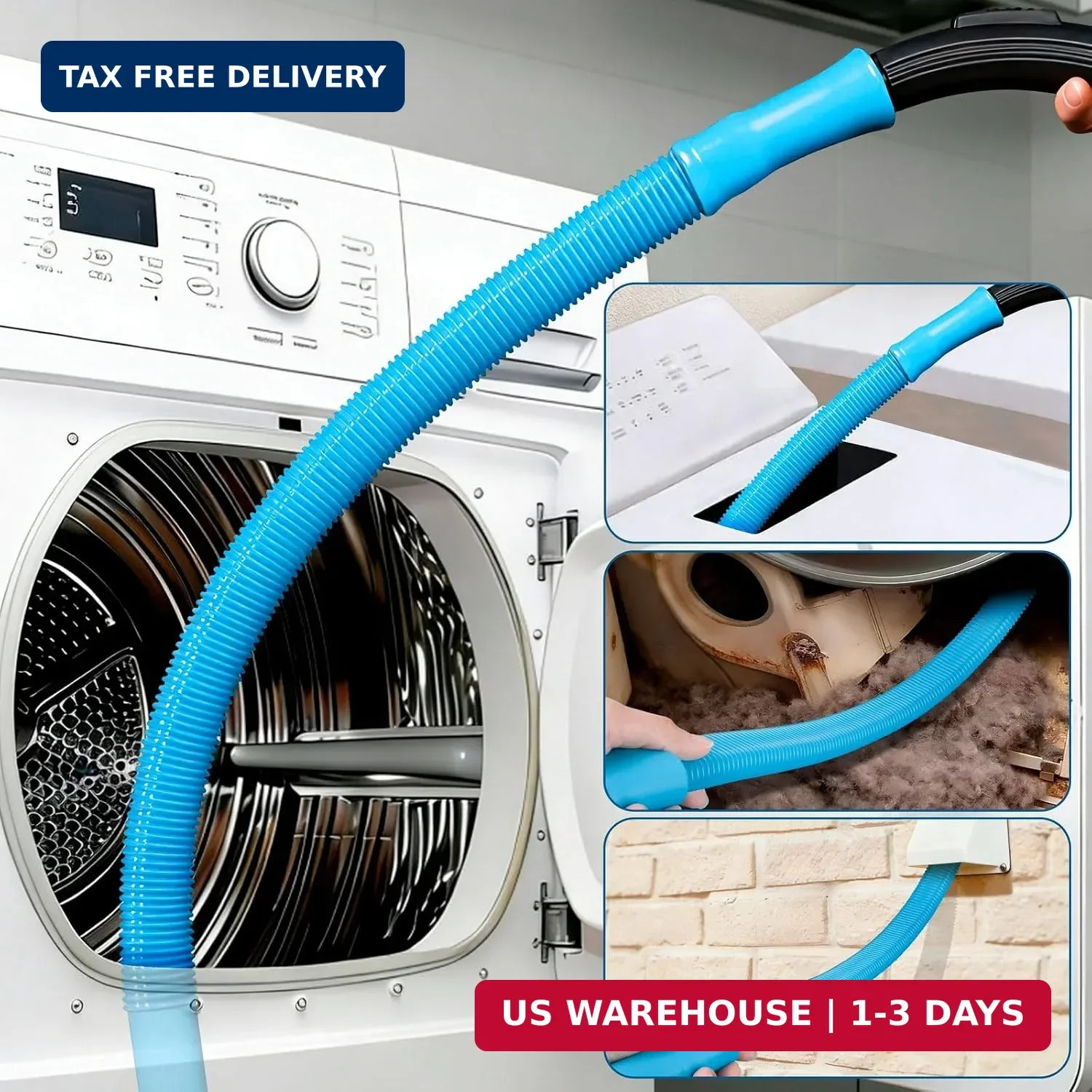 Dryer Vent Cleaner Kit with Flexible Vacuum Hose Attachment – Universal Dryer Li