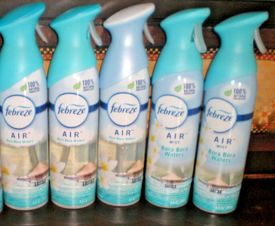 (5) FEBREZE Air Room Freshener Sprays BORA BORA WATERS 8.8 Oz each Spray Bottle