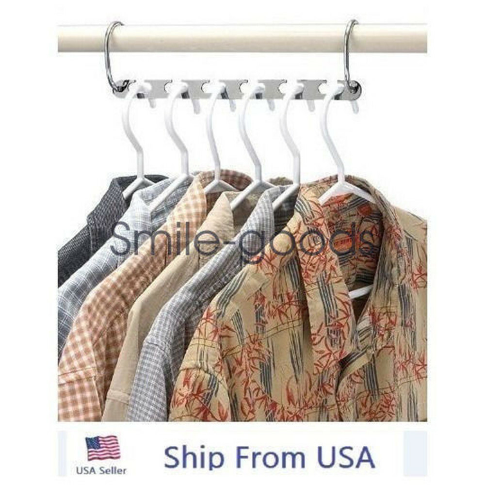6Pcs Metal Wonder Magic Closet Hanger Organizer Hook Space Saving Clothes Racks