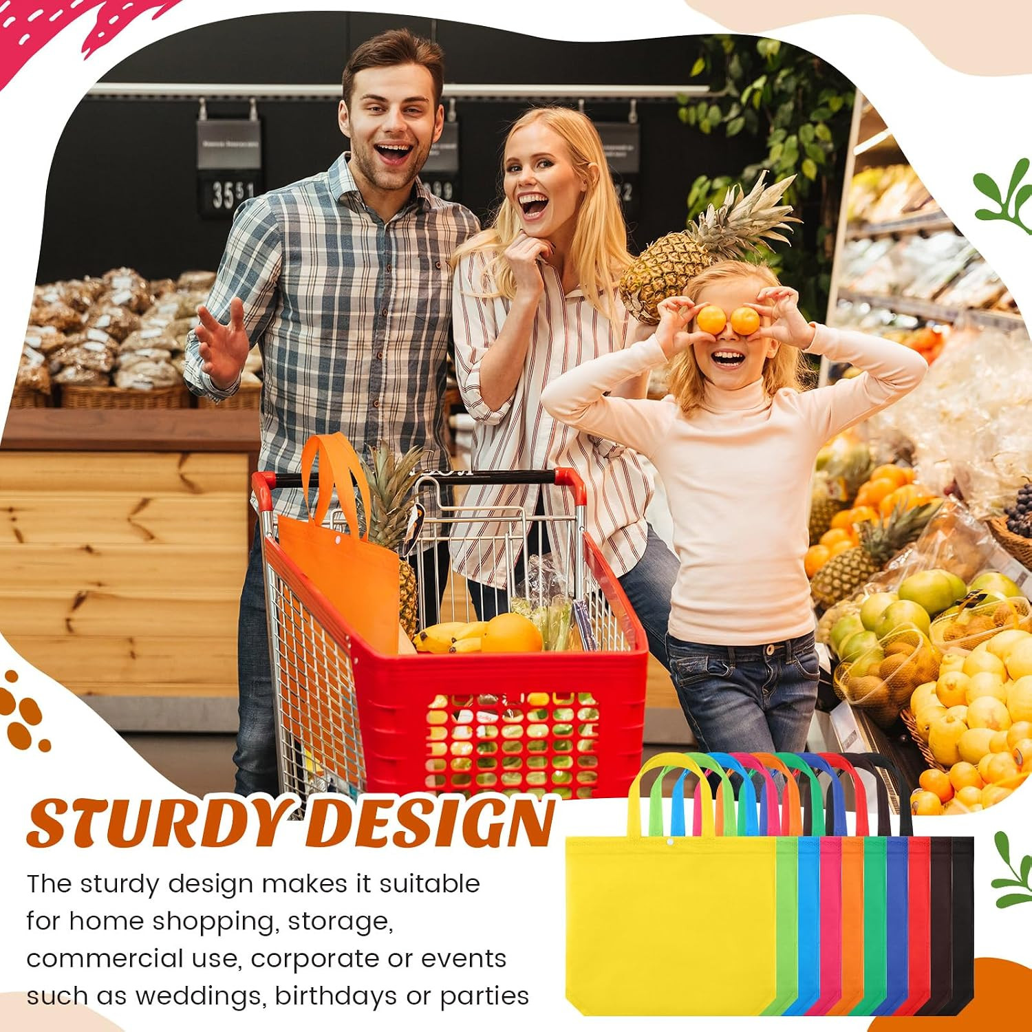 100 Pcs Reusable Shopping Bags Bulk