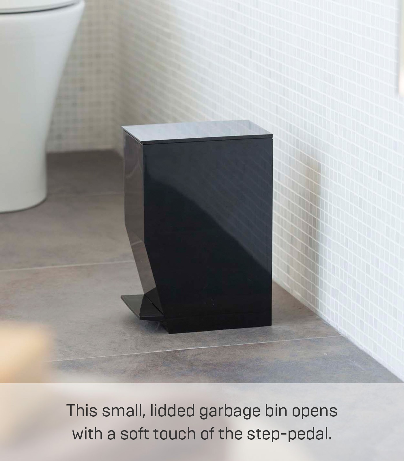 Yamazaki Home TOWER Step Trash Can – Small Space Waste Bin for Bathroom Kitchen