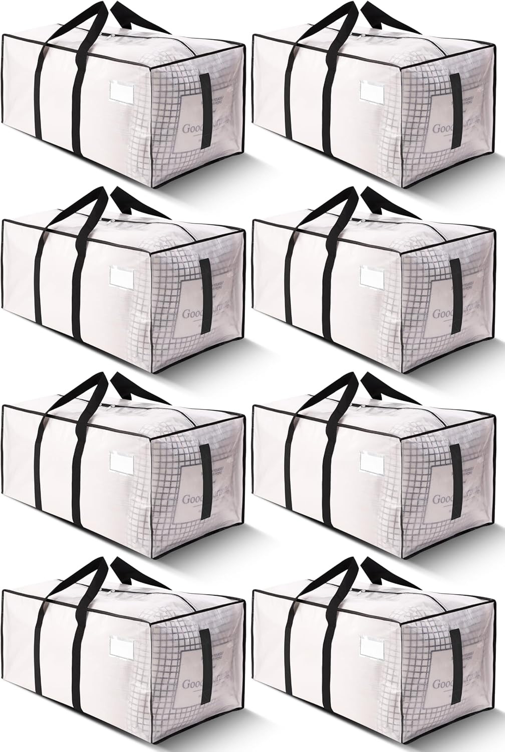 Heavy-Duty 200lbs Moving Bags with Zipper & Handles – 8 Pack, Water-Resistant