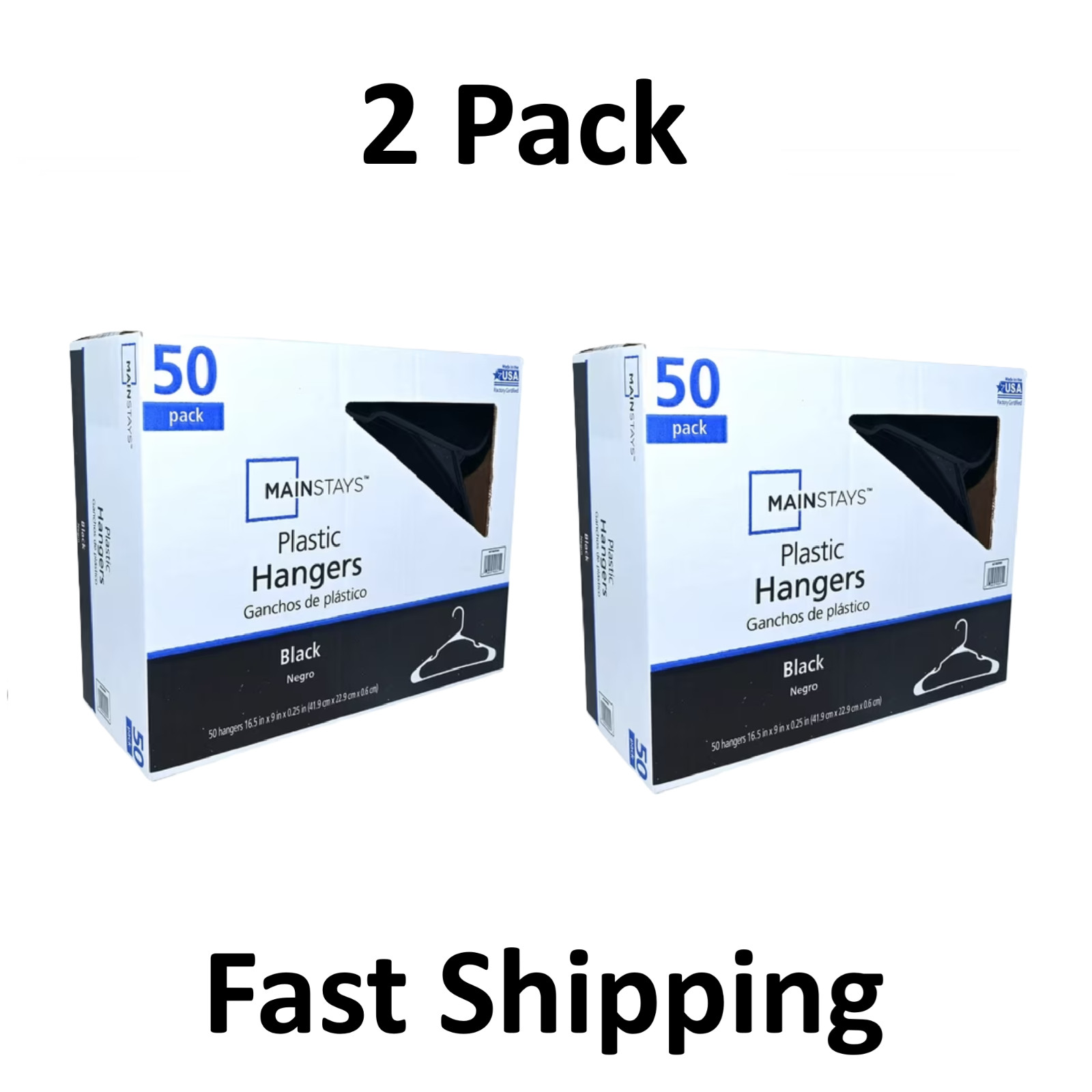 Plastic Clothes Hangers – 100 Pack, Lightweight & Durable – Everyday Use -Black