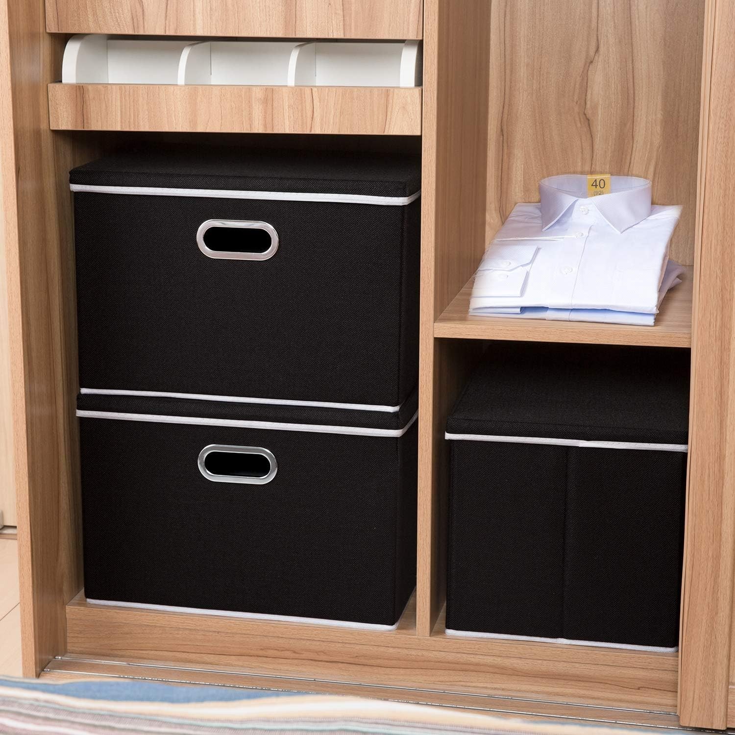 Versatile Large Storage Boxes – 37L Capacity Minimalist Design in Black [5-Pack]
