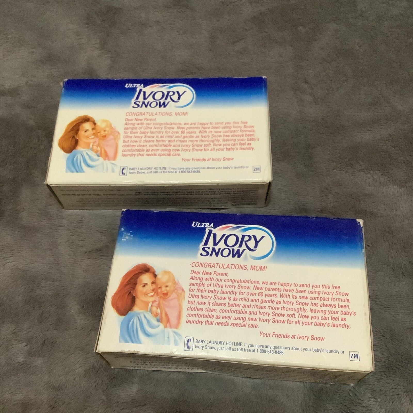 Vtg 2 ULTRA IVORY SNOW Laundry Detergent Soap Powder Movie Prop Sample Sz 3.7oz