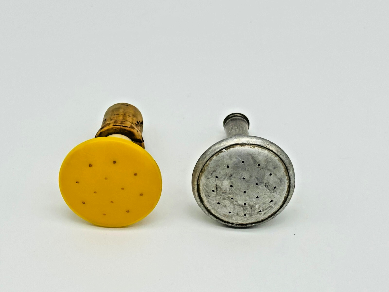 Vintage Laundry Bottle Sprinkler Top Aluminum & Yellow Plastic