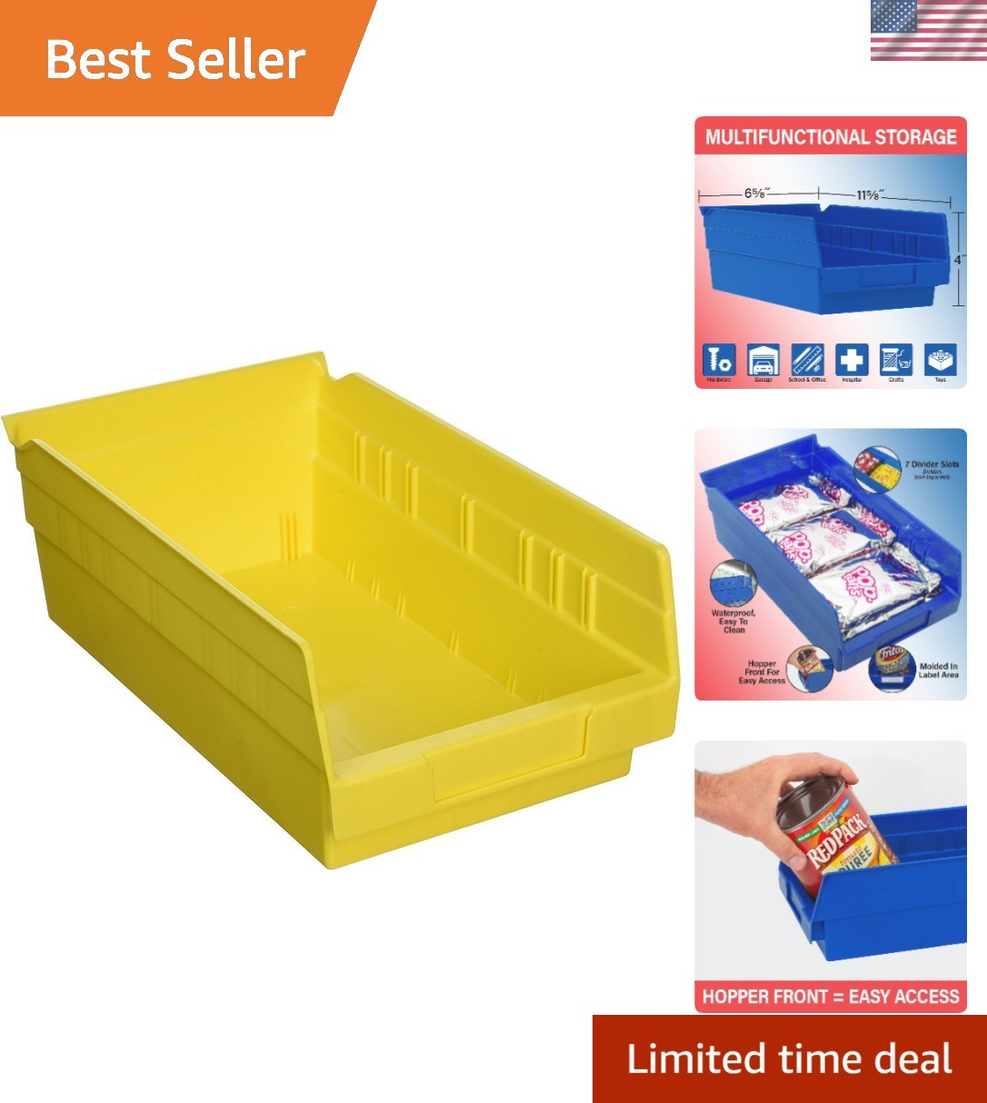Versatile Heavy-Duty Plastic Shelf Bins – 12-Pack for Efficient Organization
