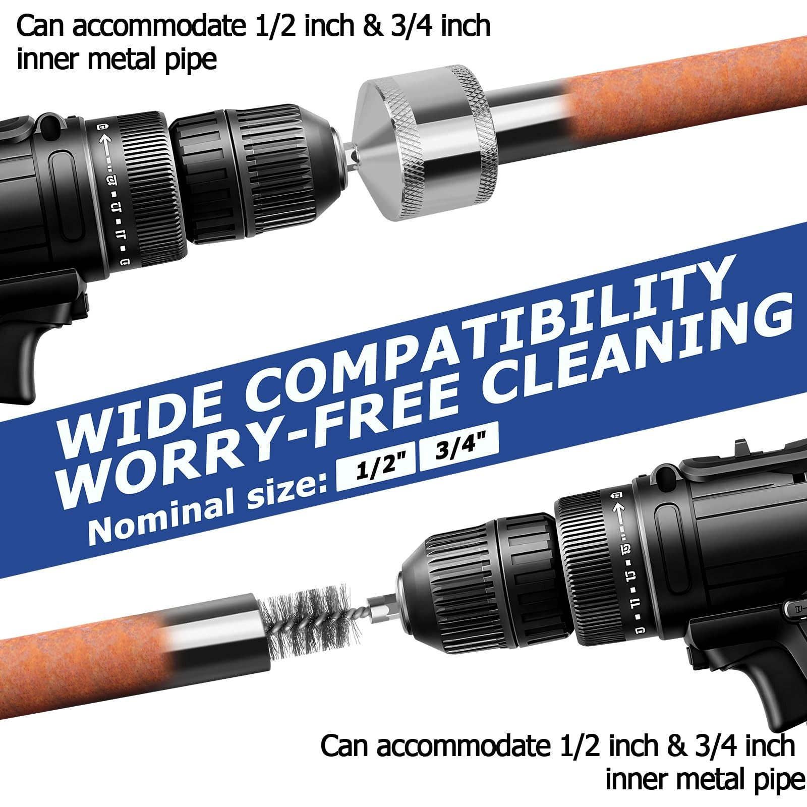 Nowcamp 1/2 3/4 Metal Copper Pipe Cleaner Set – Blades Tube