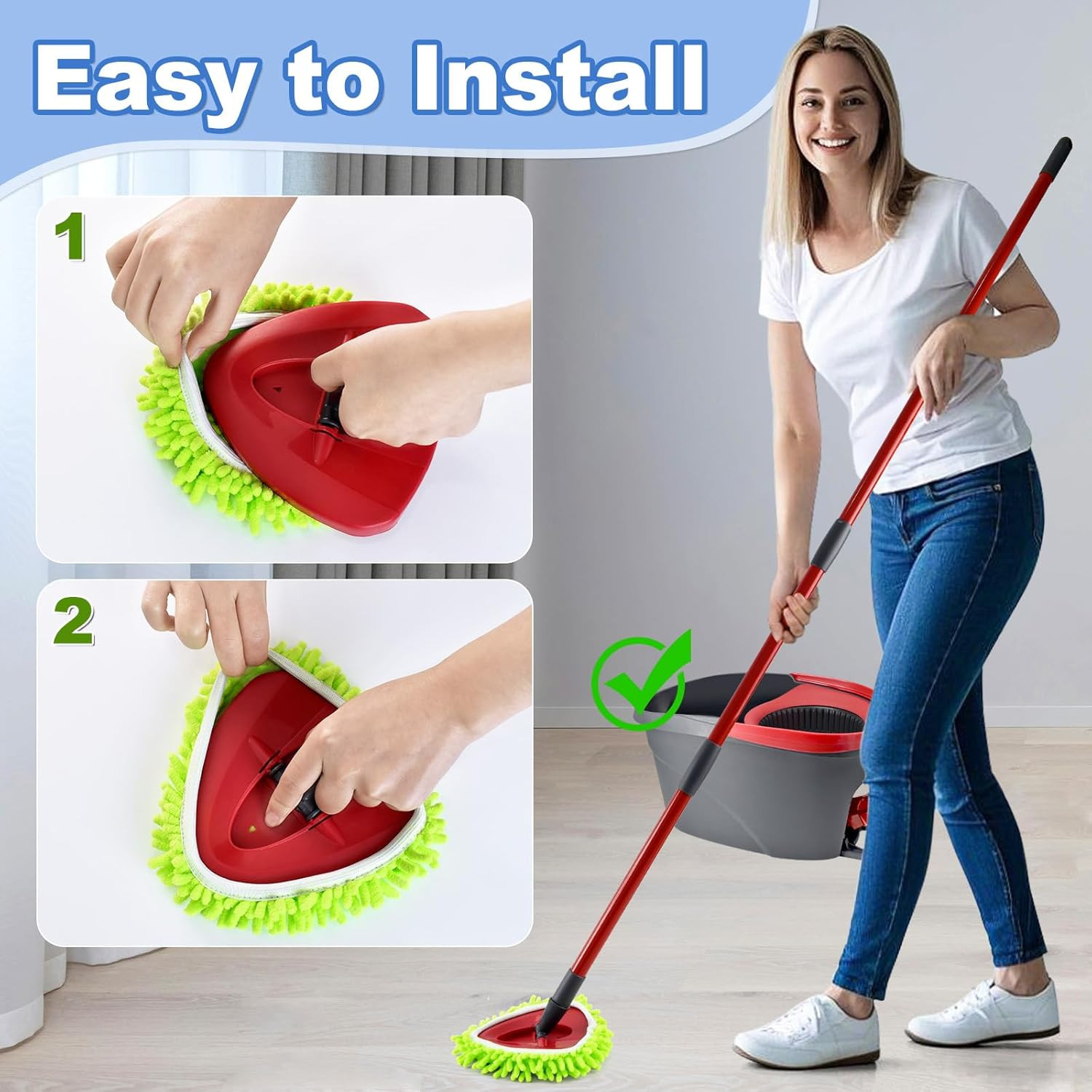 6 Pack Mop Head Replacement Compatiable with Ocedar Easywring Mop,Mop Heads Refi