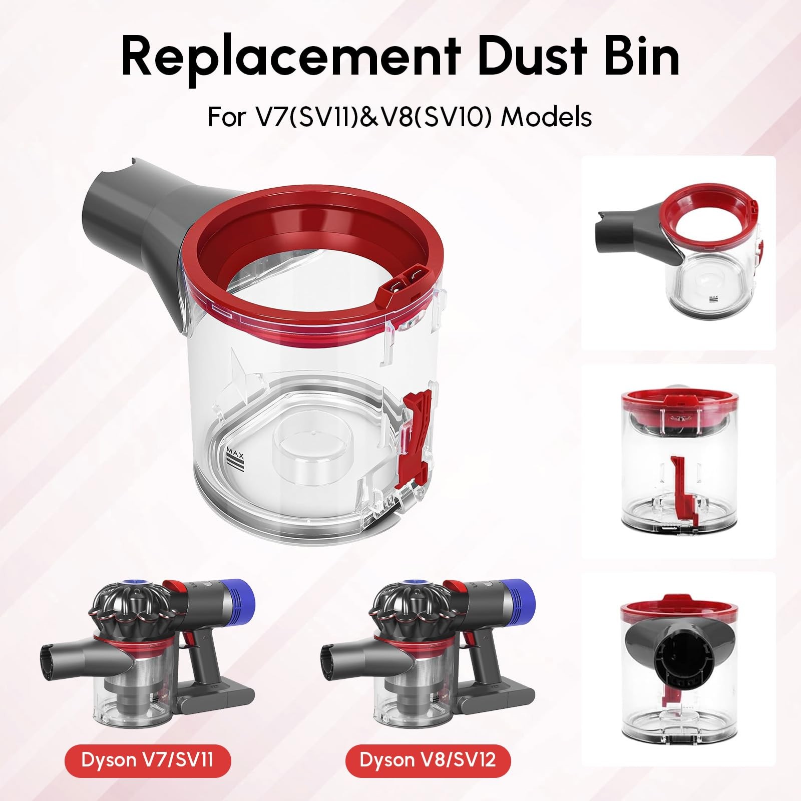 Dyson V7 V8 SV10 SV11 Dust Bin Replacement Parts for Animal Hair Vacuum