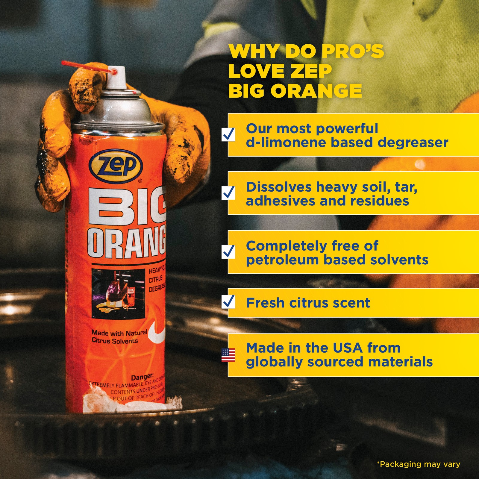 Zep Big Orange Heavy-Duty Citrus Degreaser Aerosol – 15 oz (Case Of 12) 11401 –