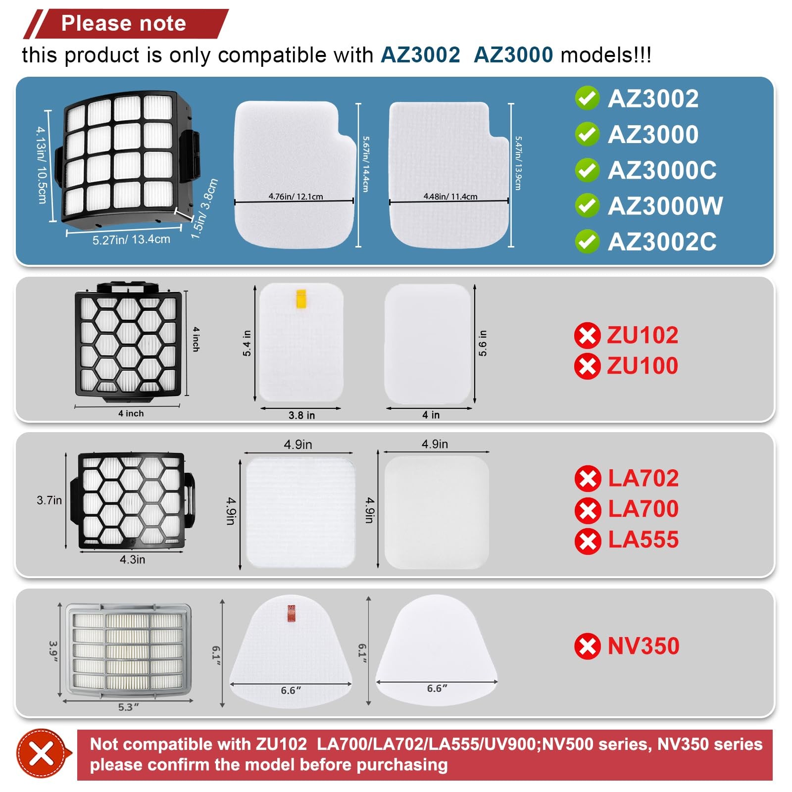 AZ3002 AZ3000 Filters Replacement for Shark Stratos Upright Vacuum AZ3002 AZ3…
