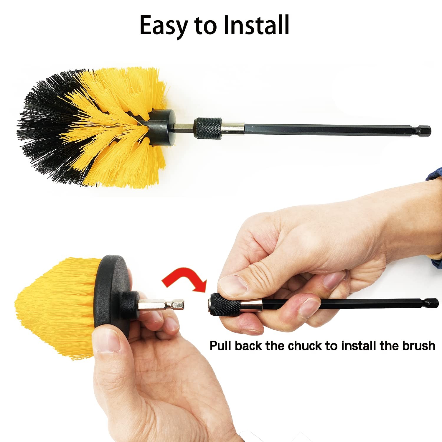 8 Pack Drill Brush Attachment Set, 1/4in Power Scrubber Brush+ Extend Long Rod,
