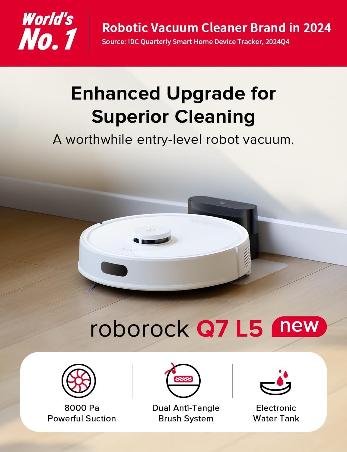 Robot Vacuum Mop Combo 8000Pa Suction Smart Navigation Multi-Floor Cleaning