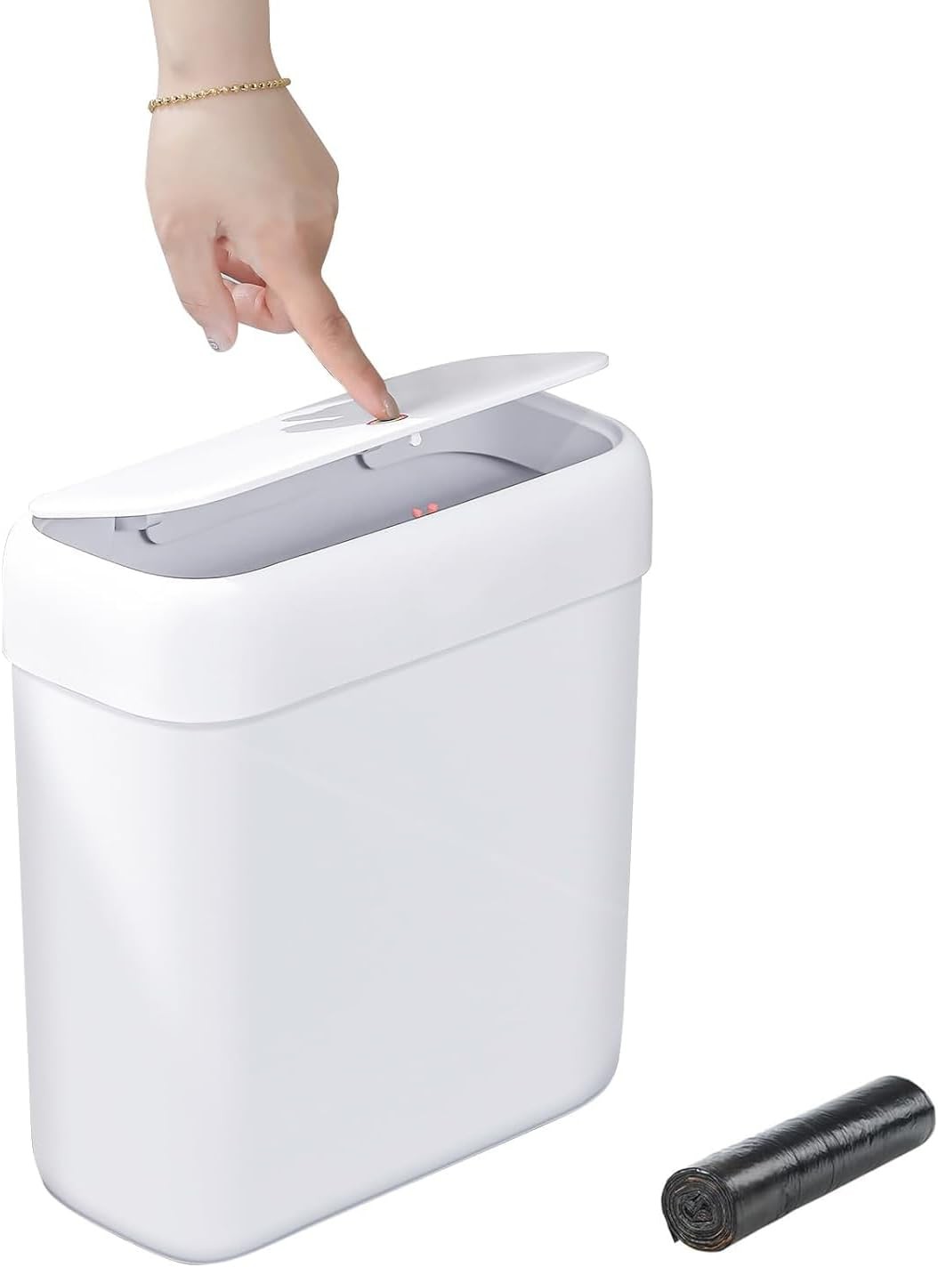 Bathroom Small Trash Can with Lid,10L / 2.7 Gallon Slim Garbage Bin Wastebasket