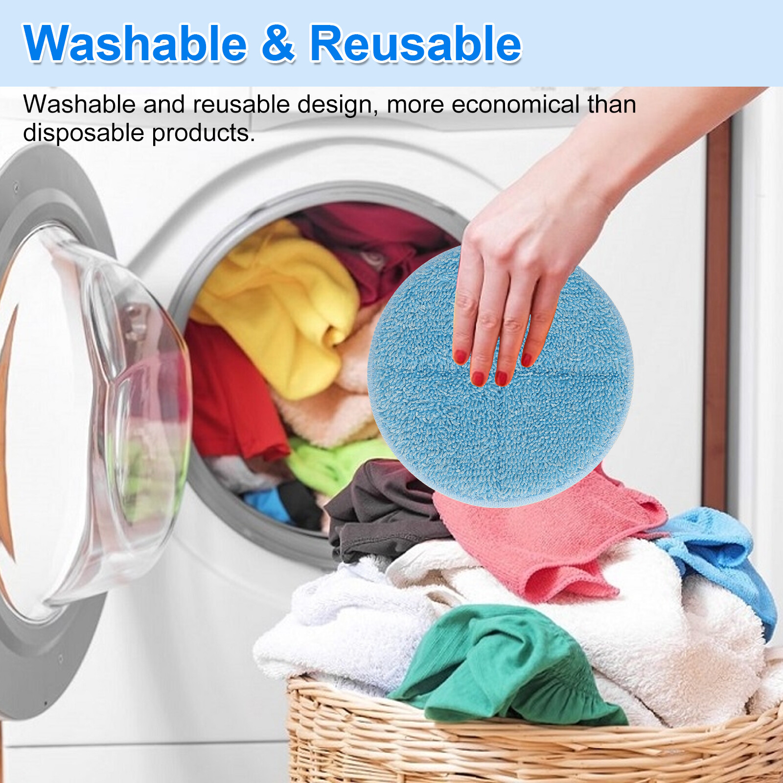 6 PCS Microfiber Mop Replacement Pads Reusable Cleaning Mat For Hardwood Floors